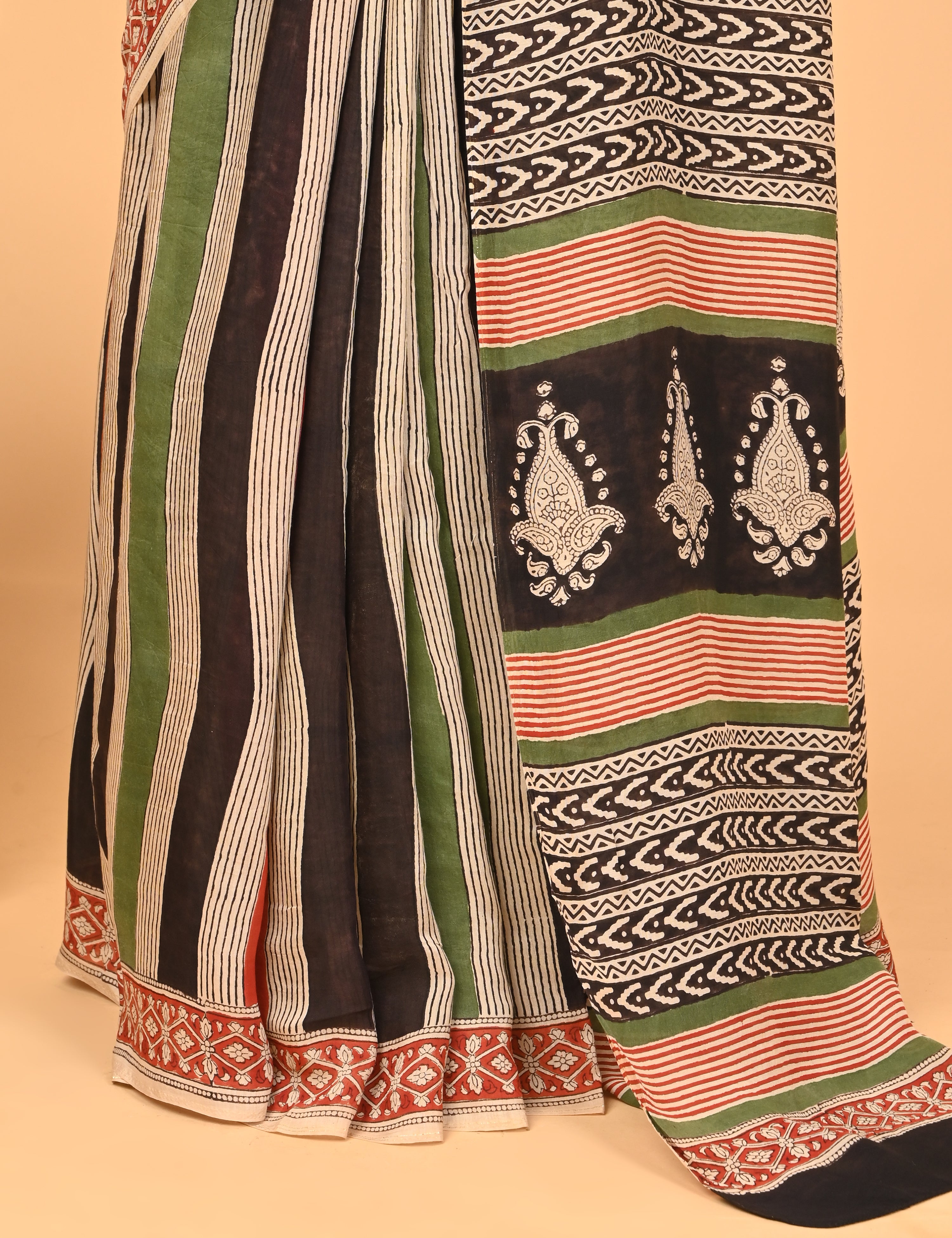 Chirtalekha Multicolored Ajrakh Saree