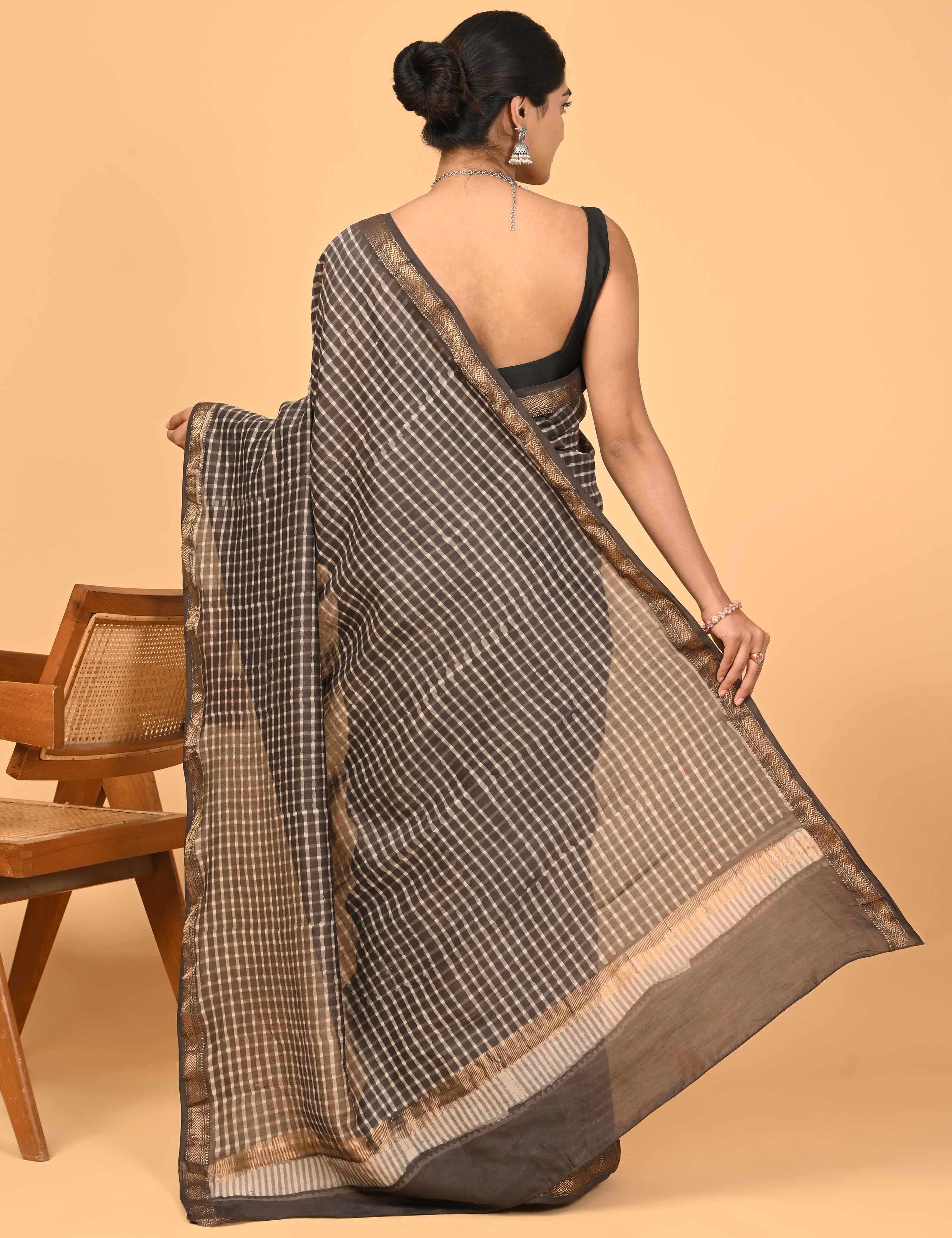 Ranjana Brown Dabu Saree