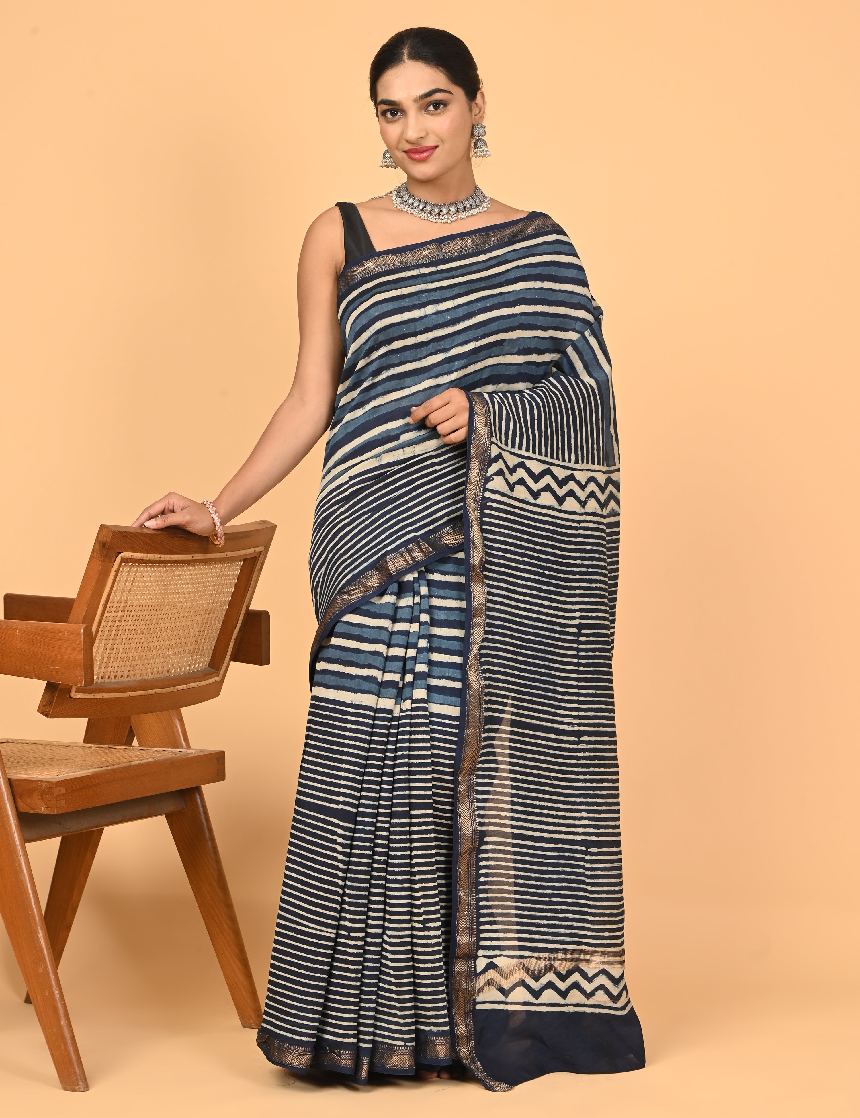 Ranjana Indigo Dabu Saree