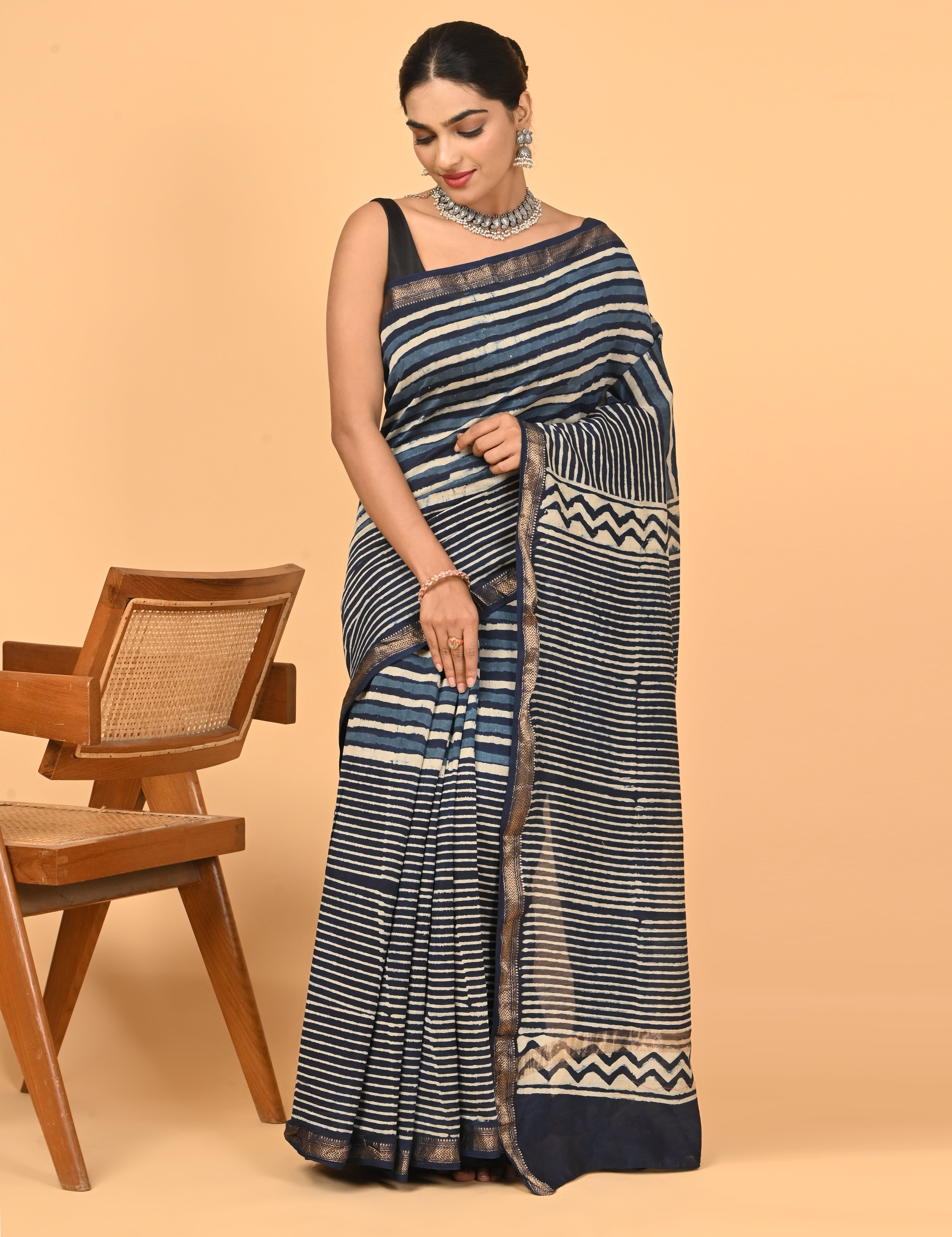 Ranjana Indigo Dabu Saree