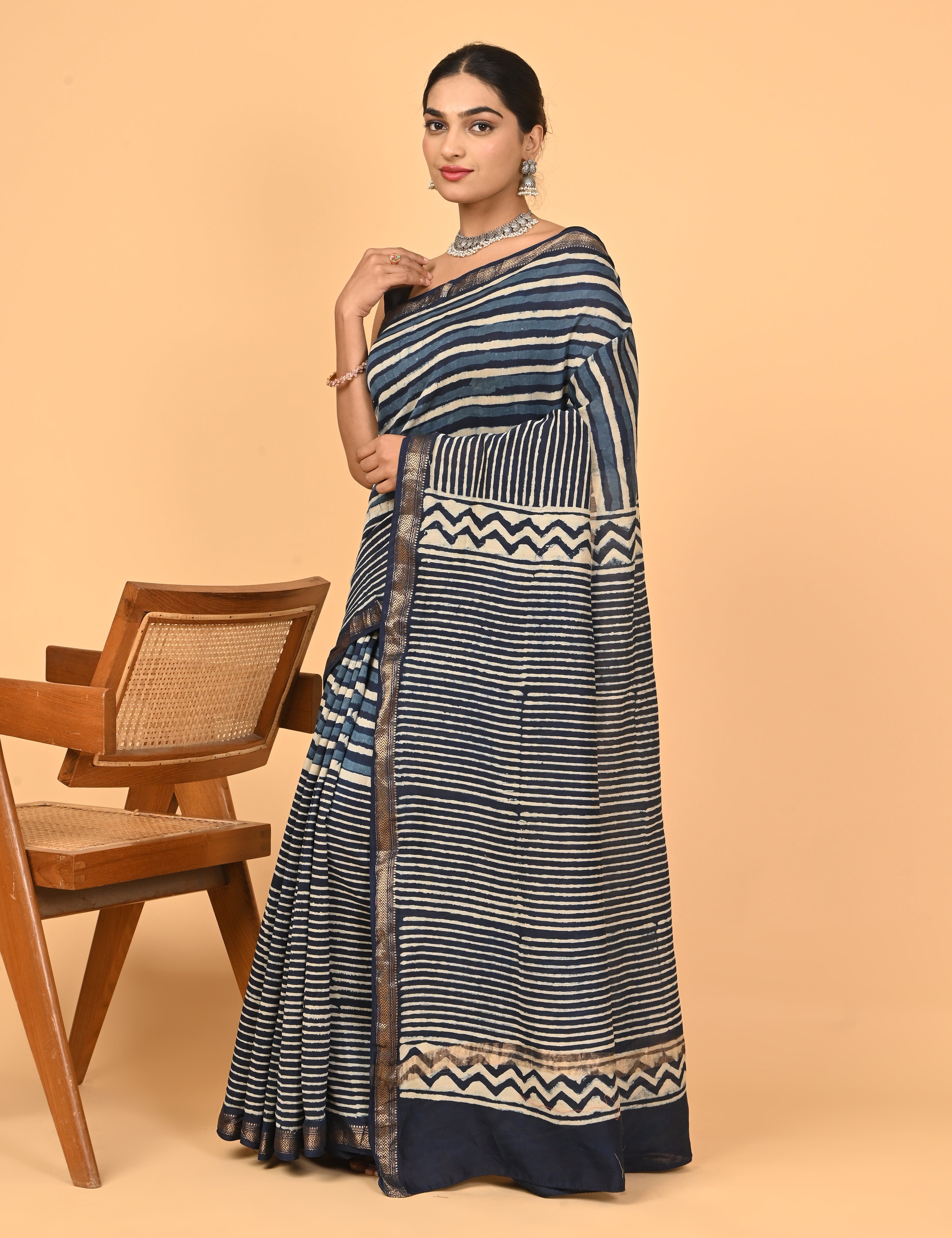 Ranjana Indigo Dabu Saree