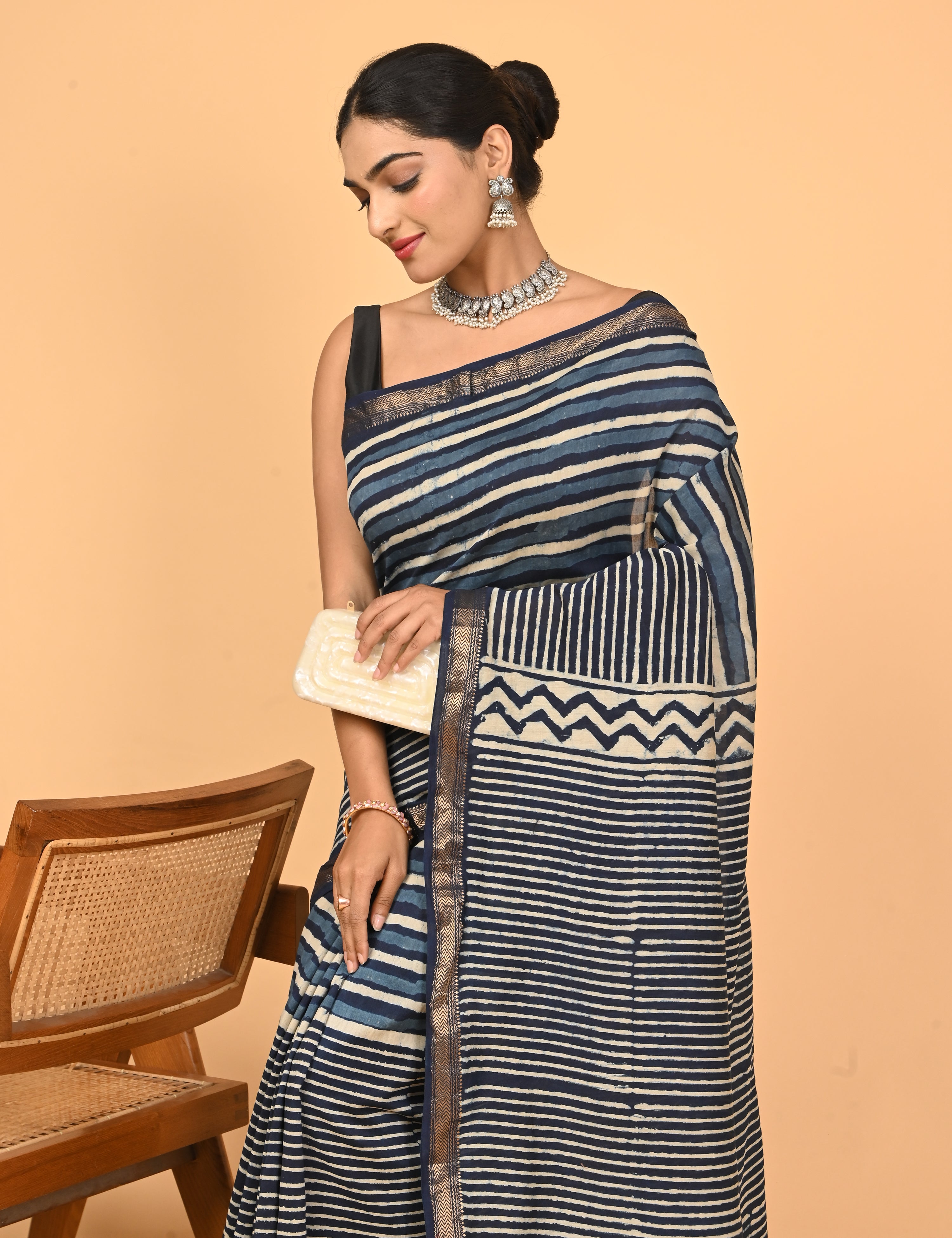 Ranjana Indigo Dabu Saree