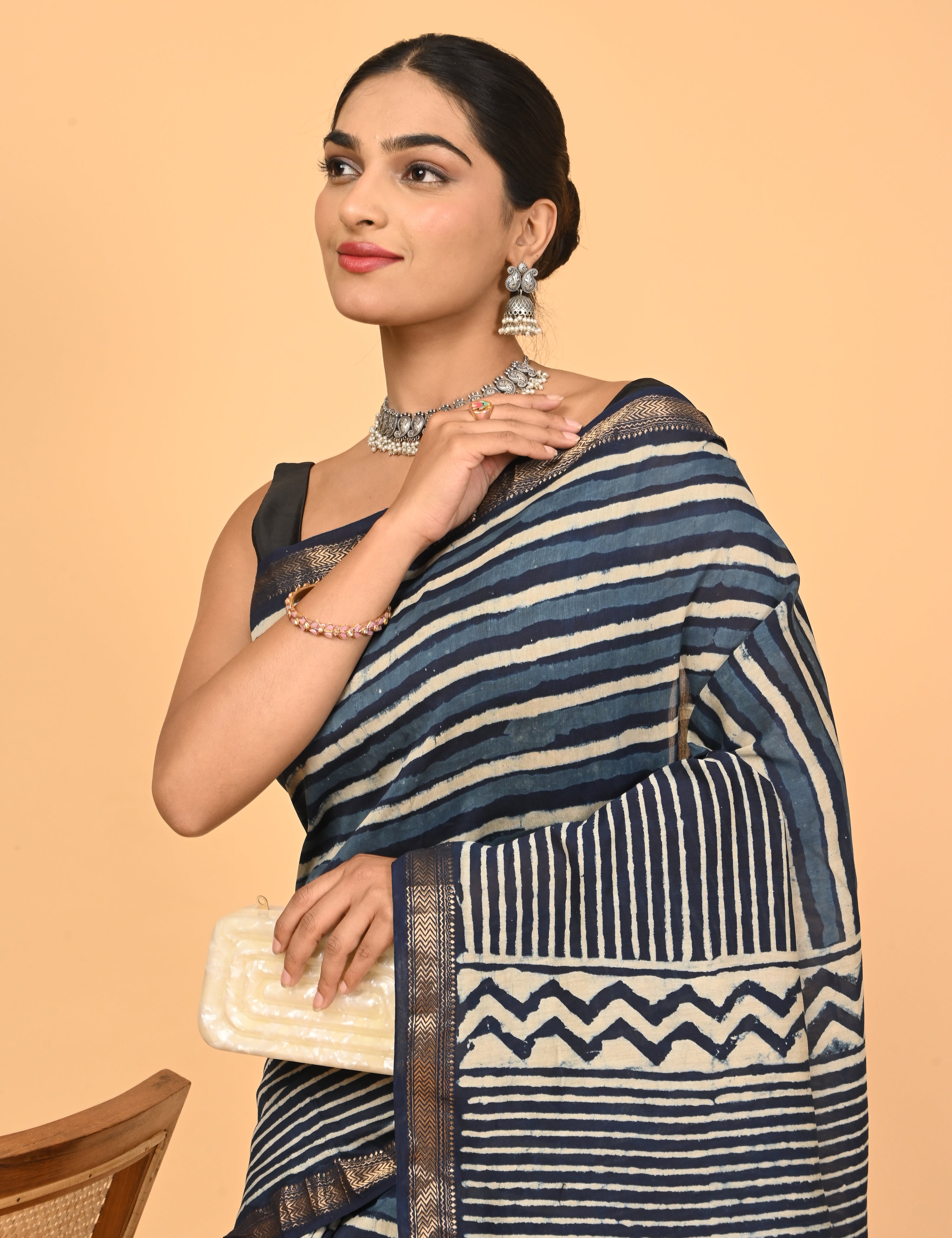 Ranjana Indigo Dabu Saree