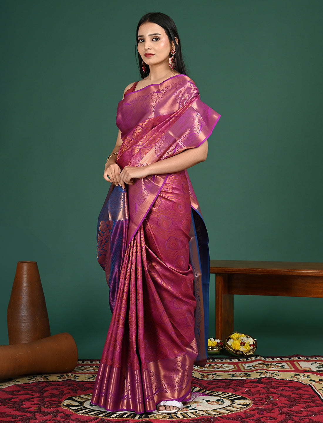 Aabha Purple Art Silk Pattu Saree