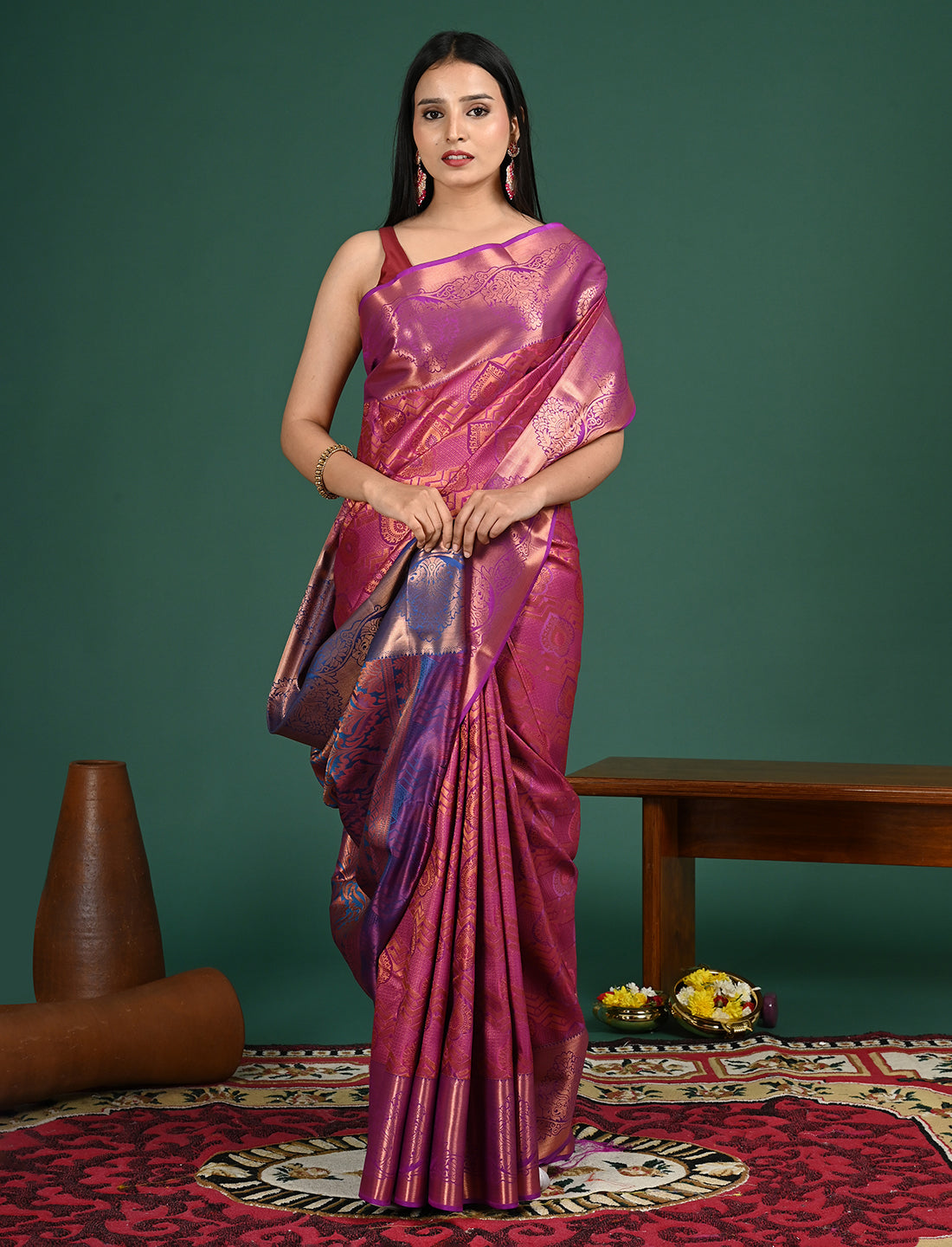 Aabha Purple Art Silk Pattu Saree