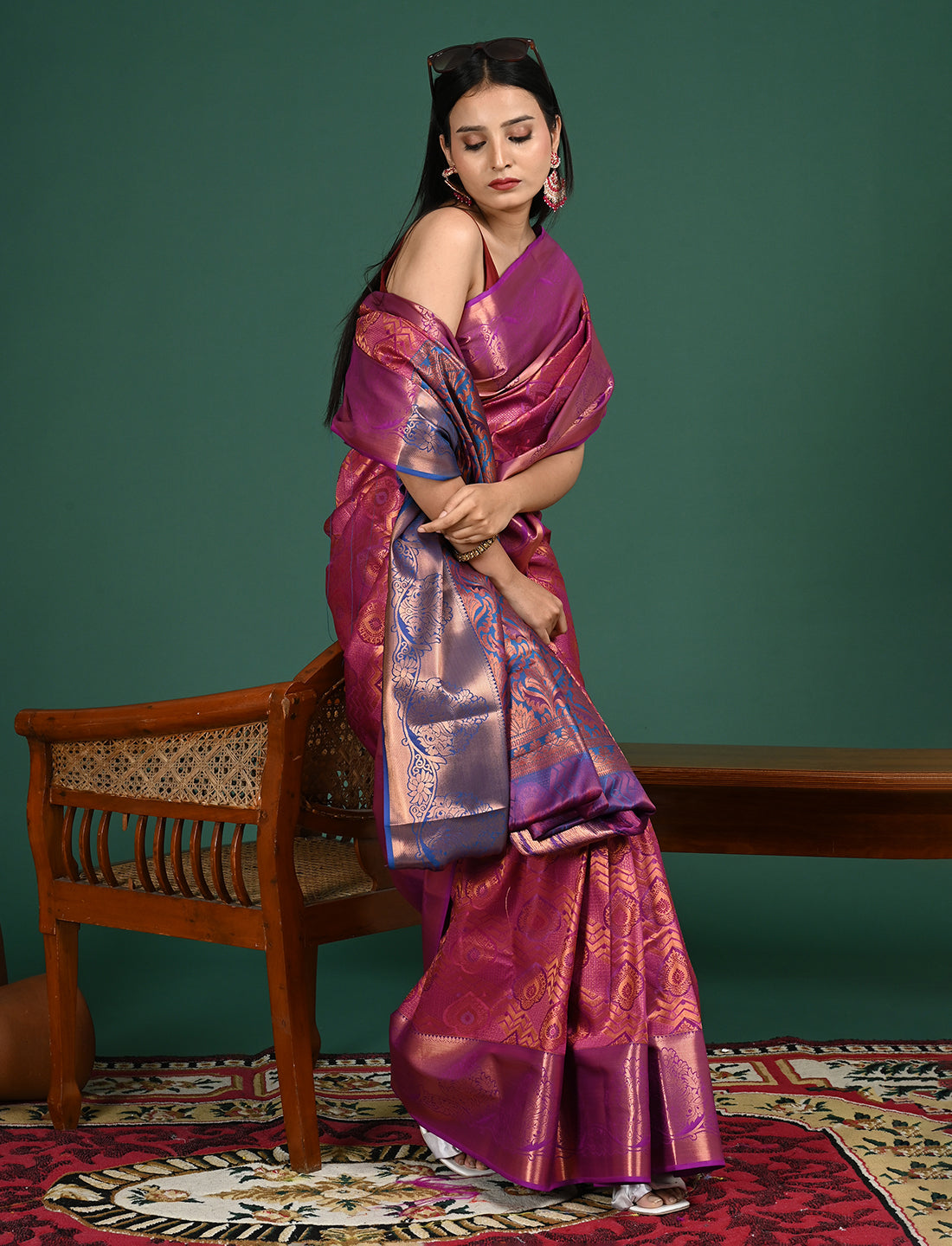 Aabha Purple Art Silk Pattu Saree