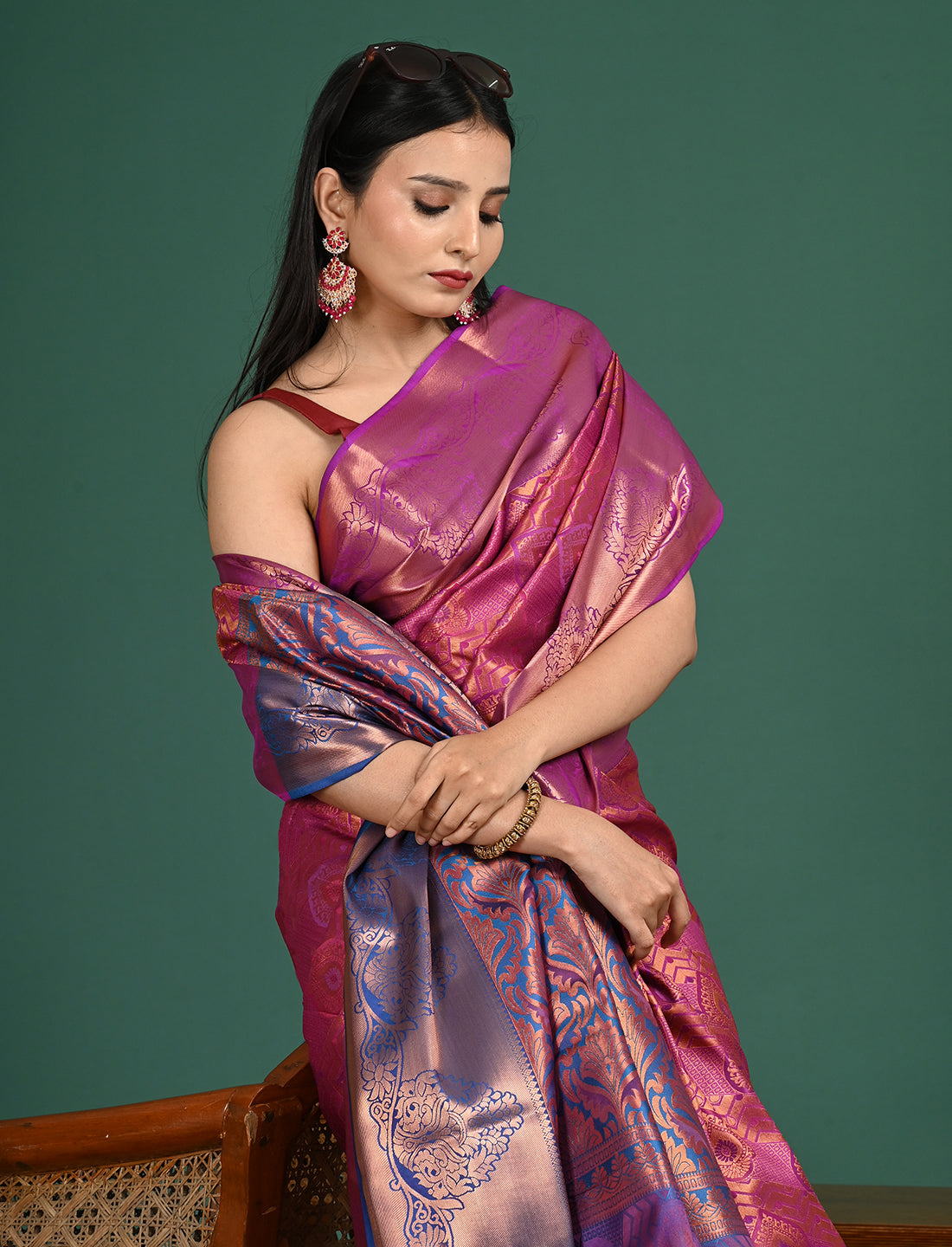Aabha Purple Art Silk Pattu Saree