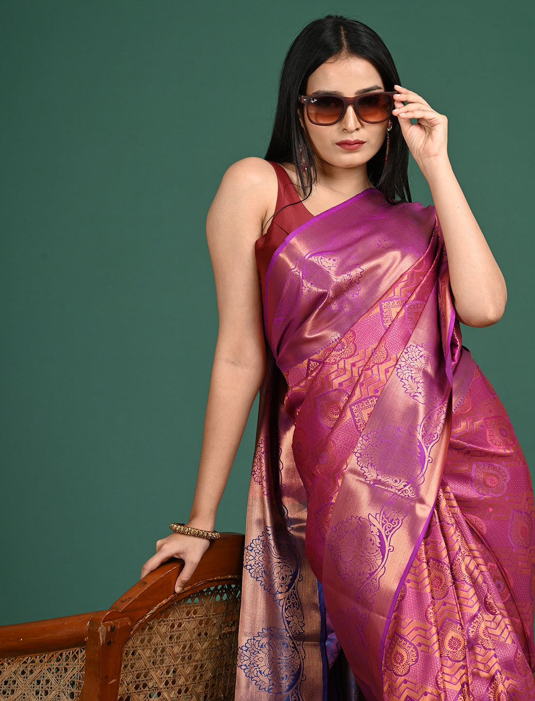 Aabha Purple Art Silk Pattu Saree