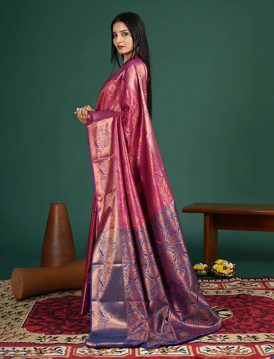 Aabha Purple Art Silk Pattu Saree