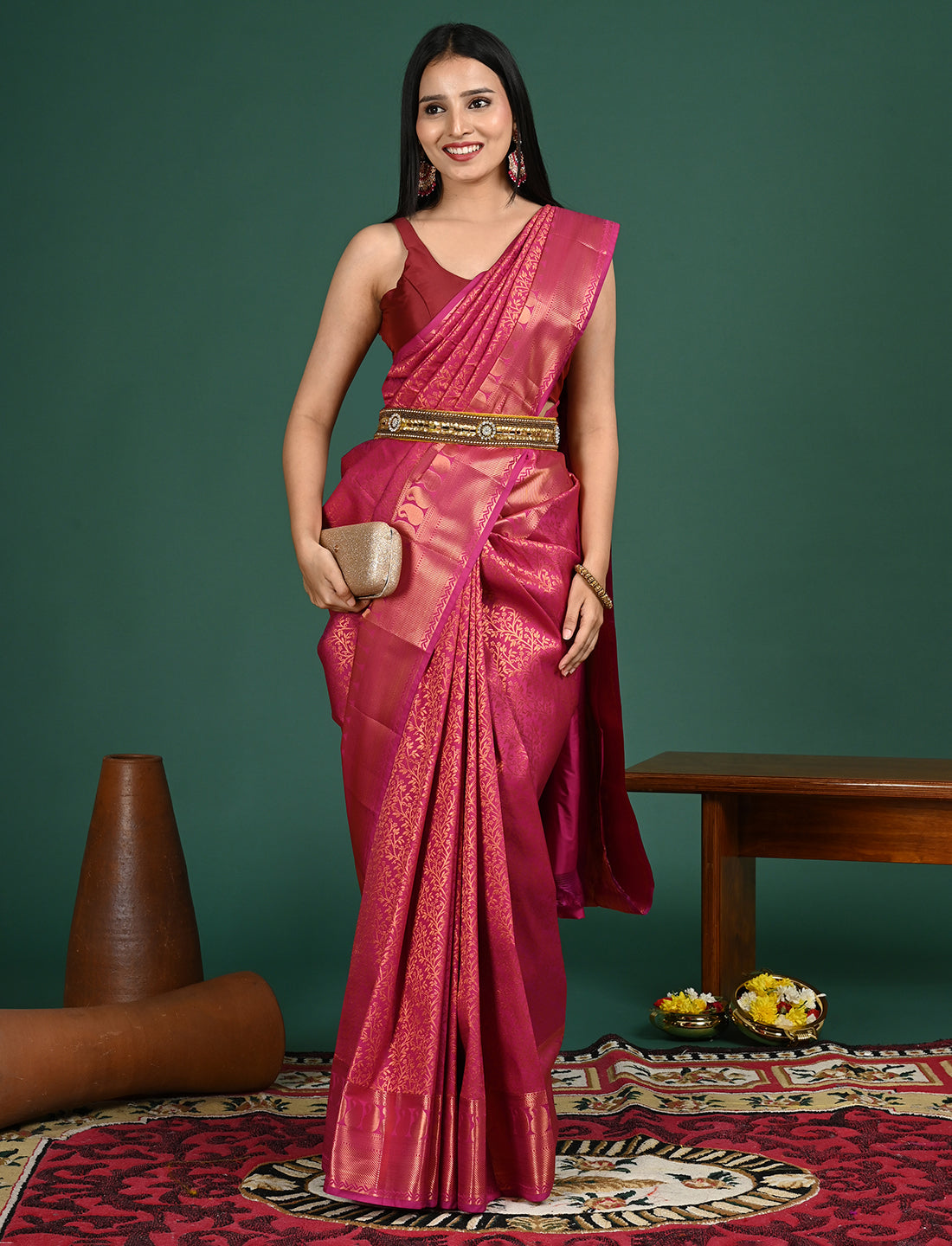 Padmini Magenta Art Silk Pattu Saree