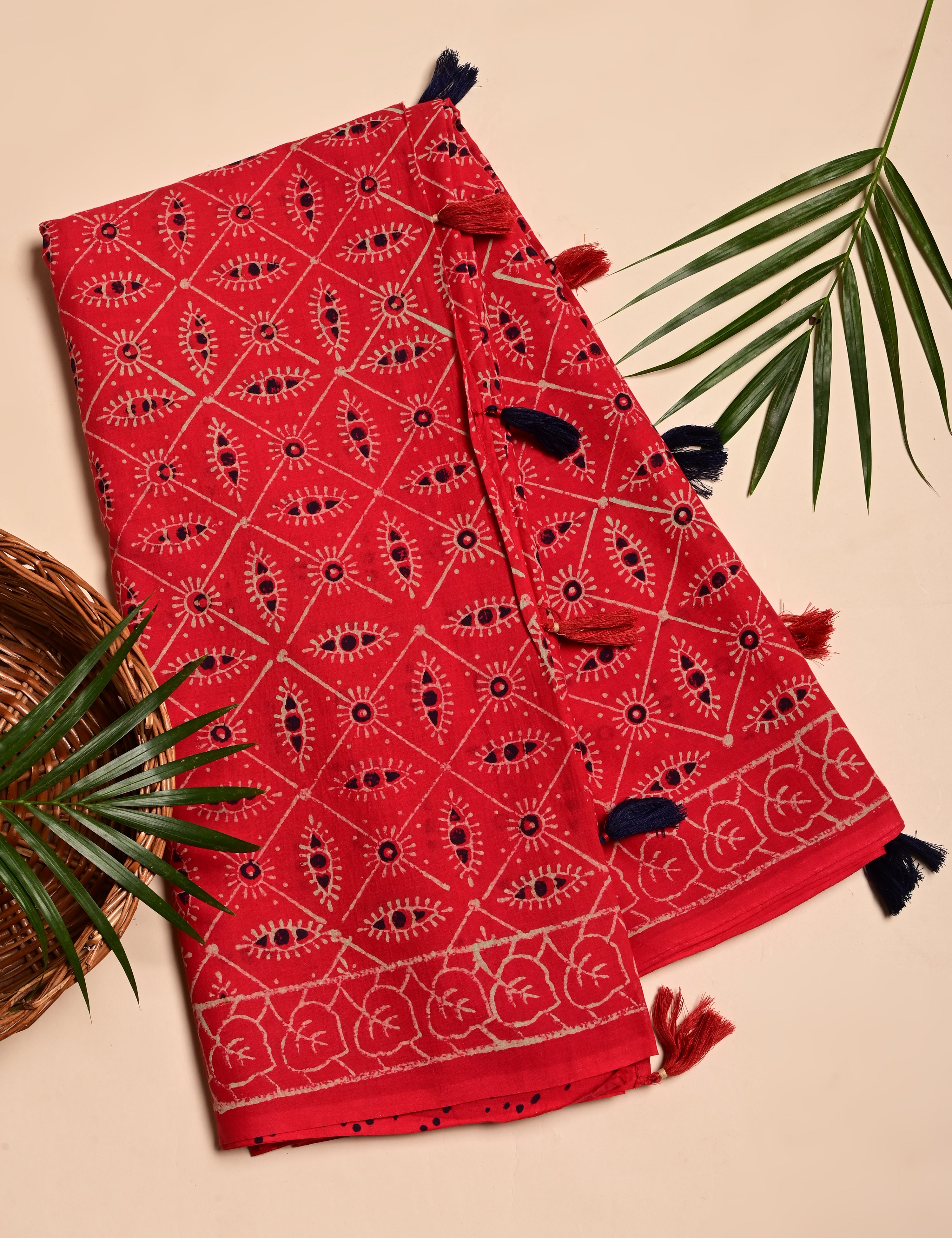 Nisarga Red Bagru Saree