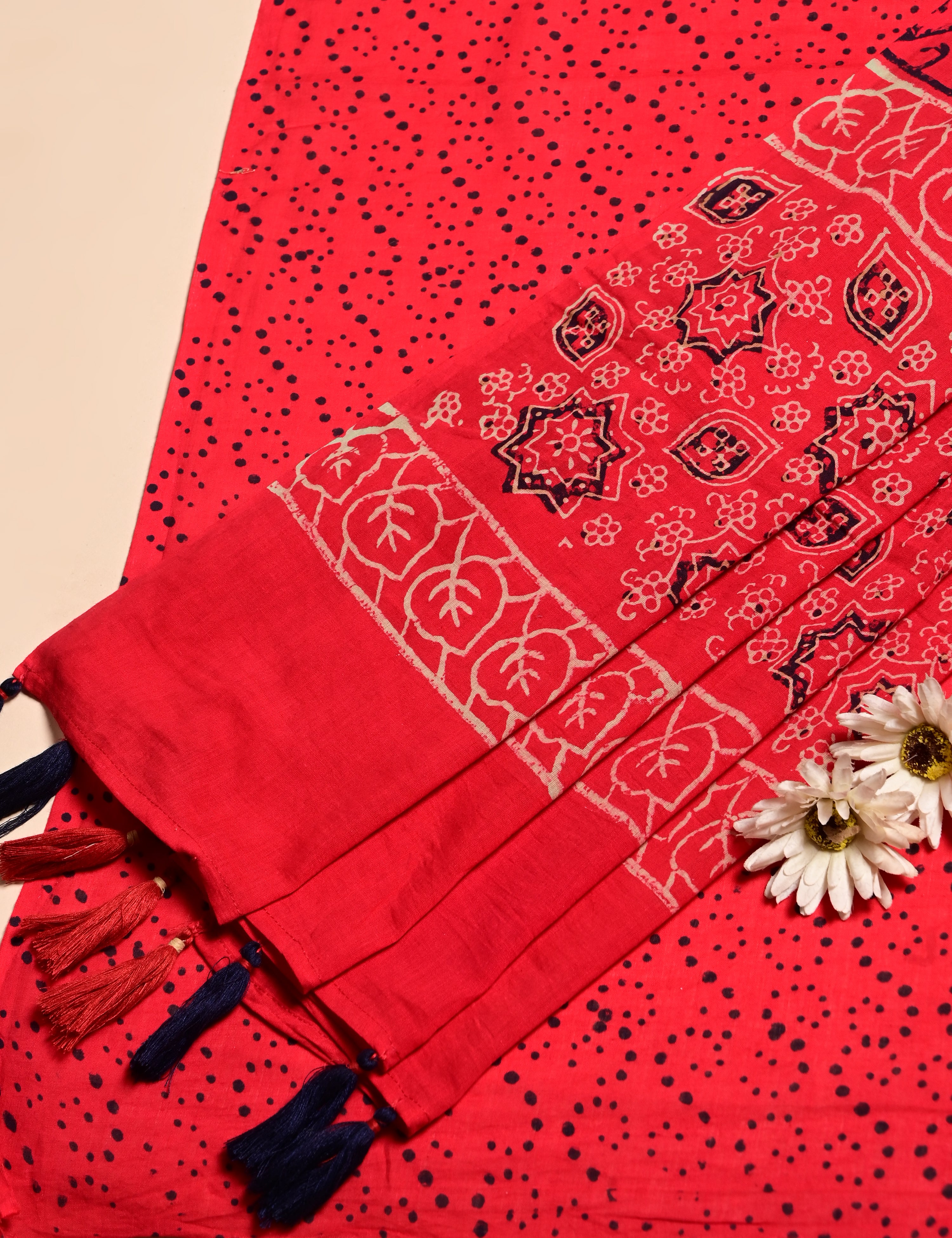 Nisarga Red Bagru Saree