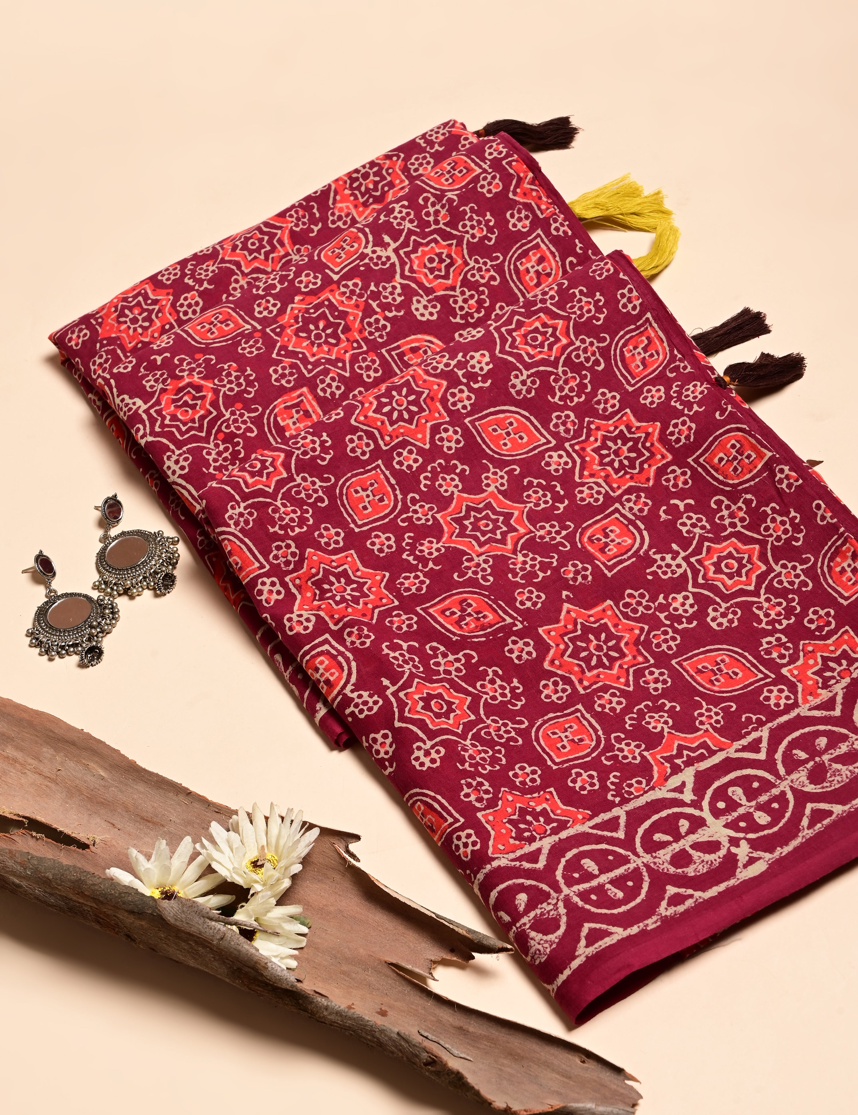 Nisarga Magenta Bagru Saree