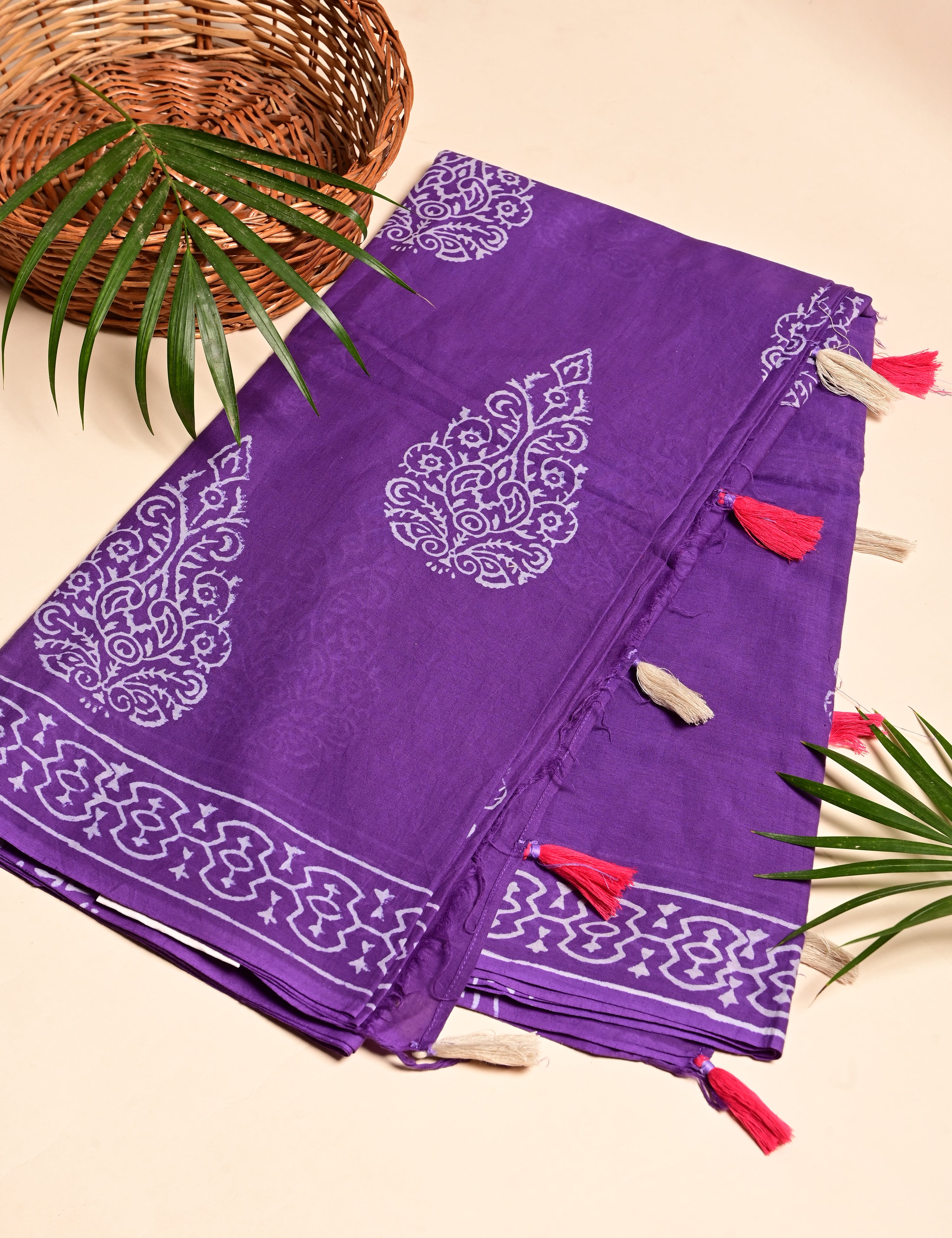 Nisarga Purple Bagru Saree