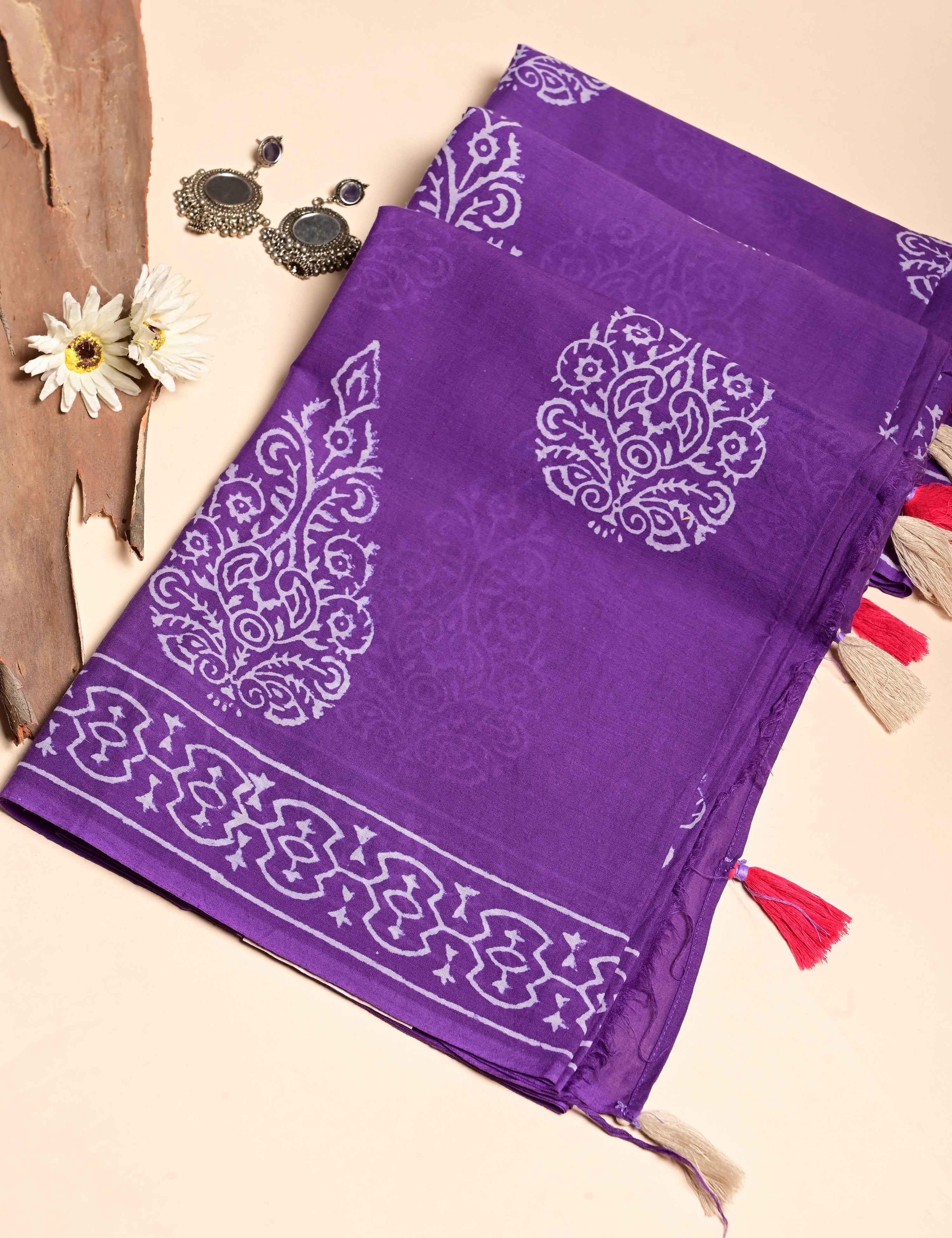 Nisarga Purple Bagru Saree
