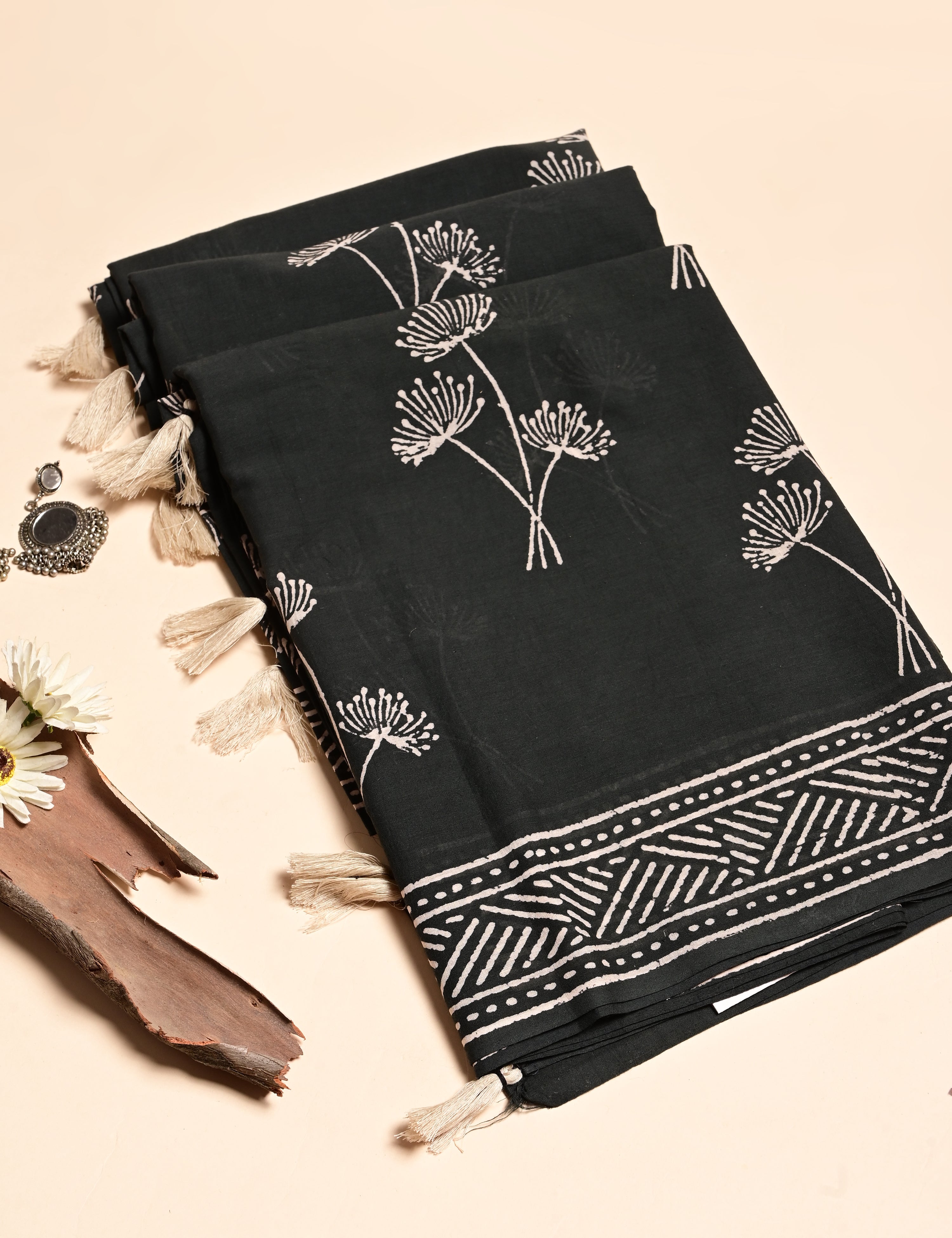 Nisarga Black Bagru Saree