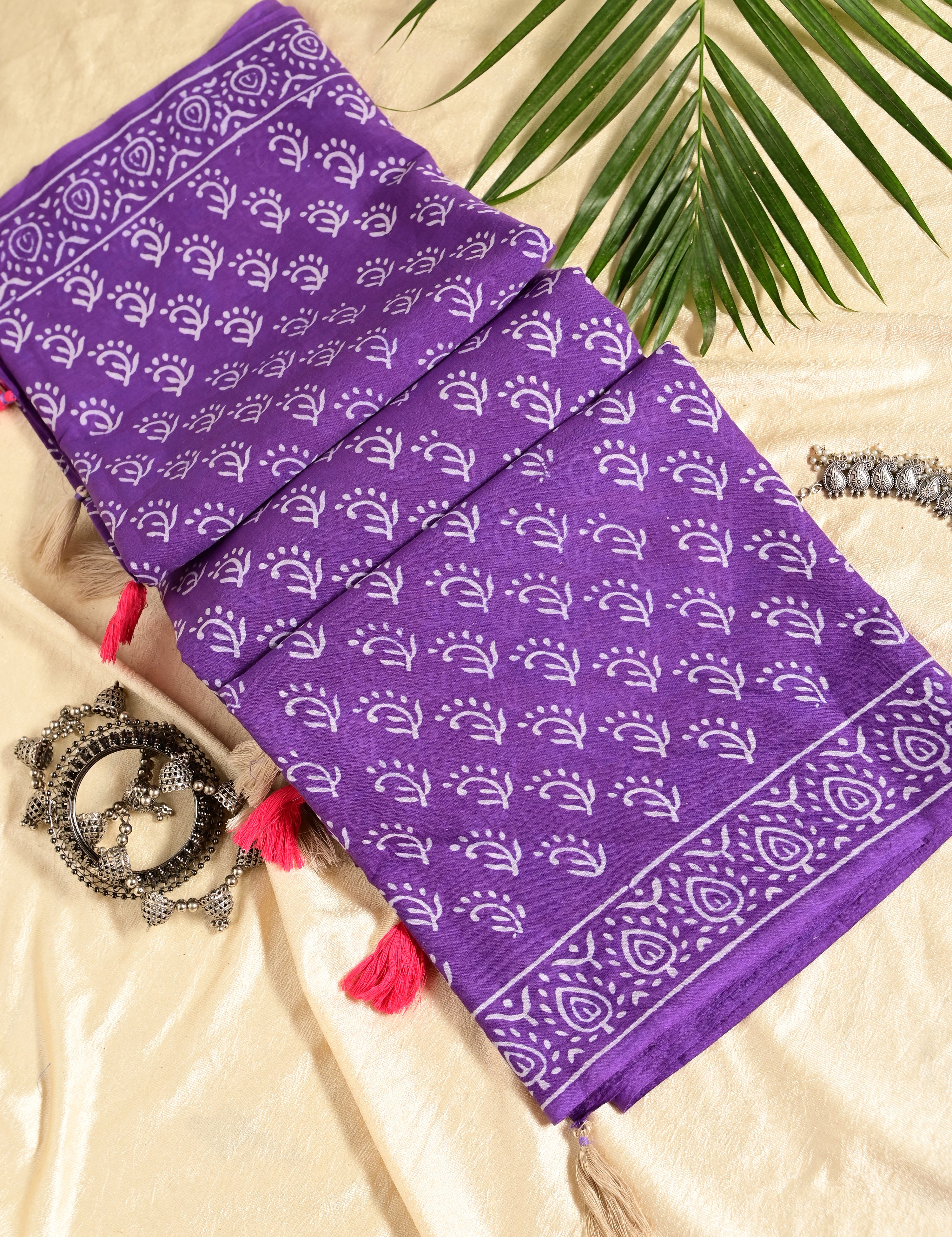 Nisarga Purple Bagru Saree