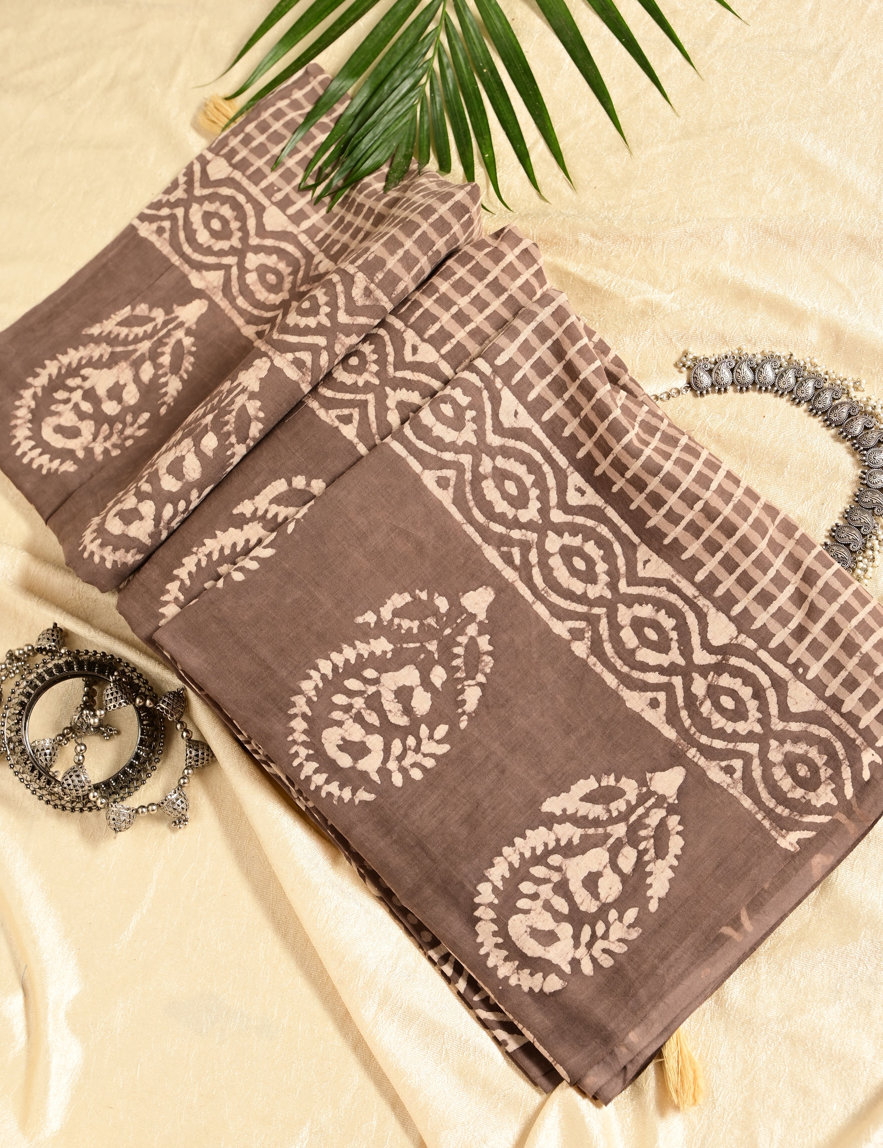 Nisarga Brown Bagru Saree