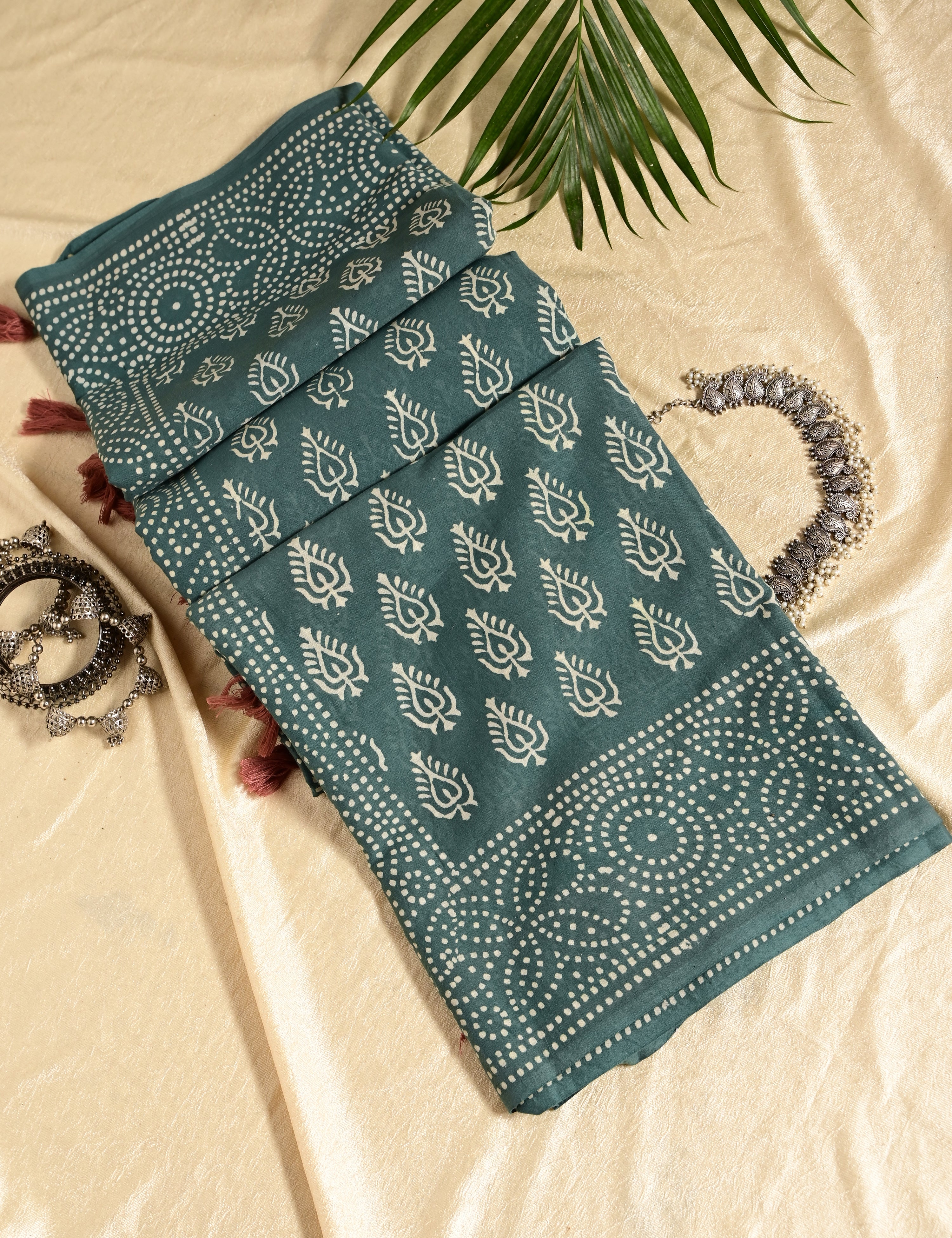 Nisarga Grey Bagru Saree