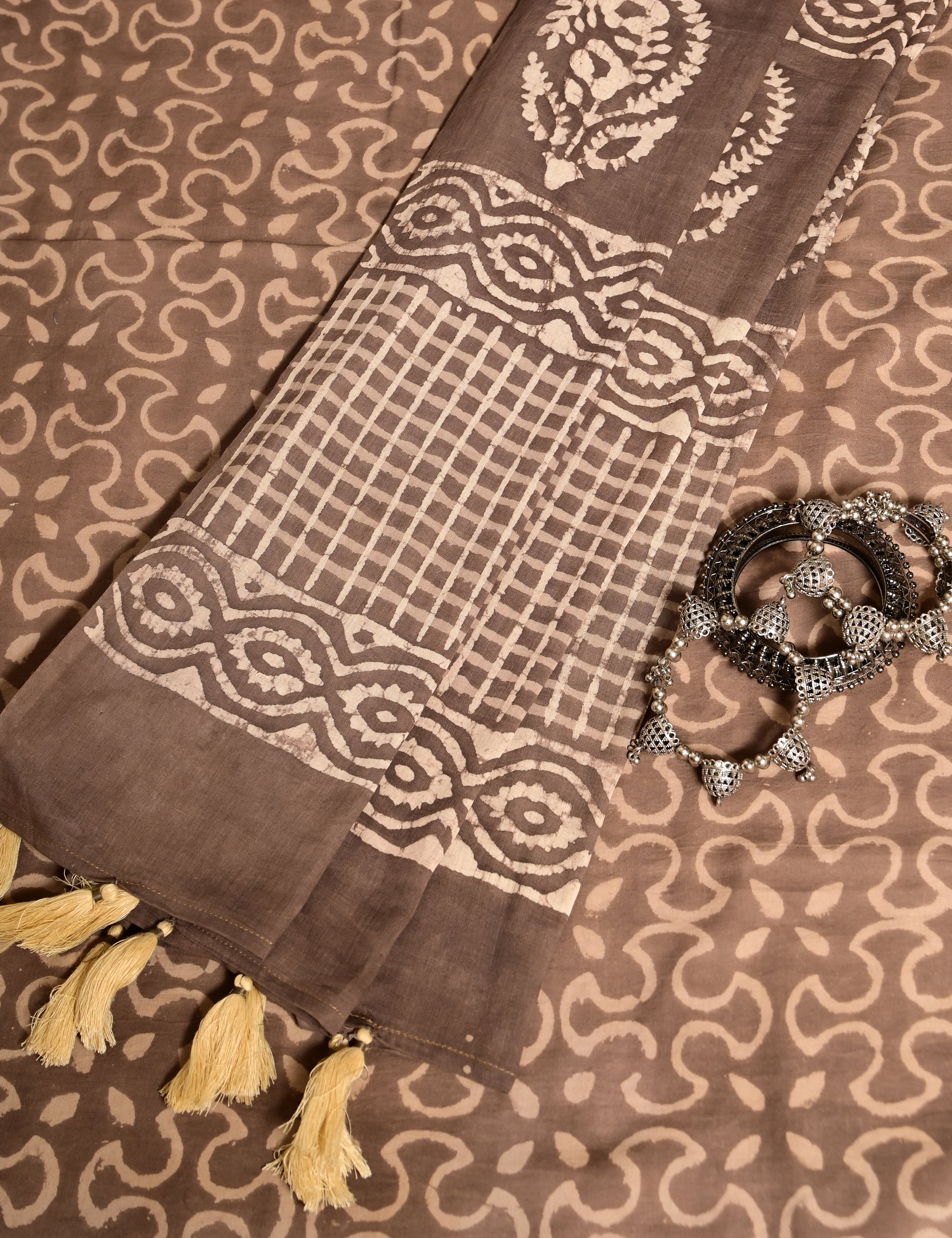 Nisarga Brown Bagru Saree