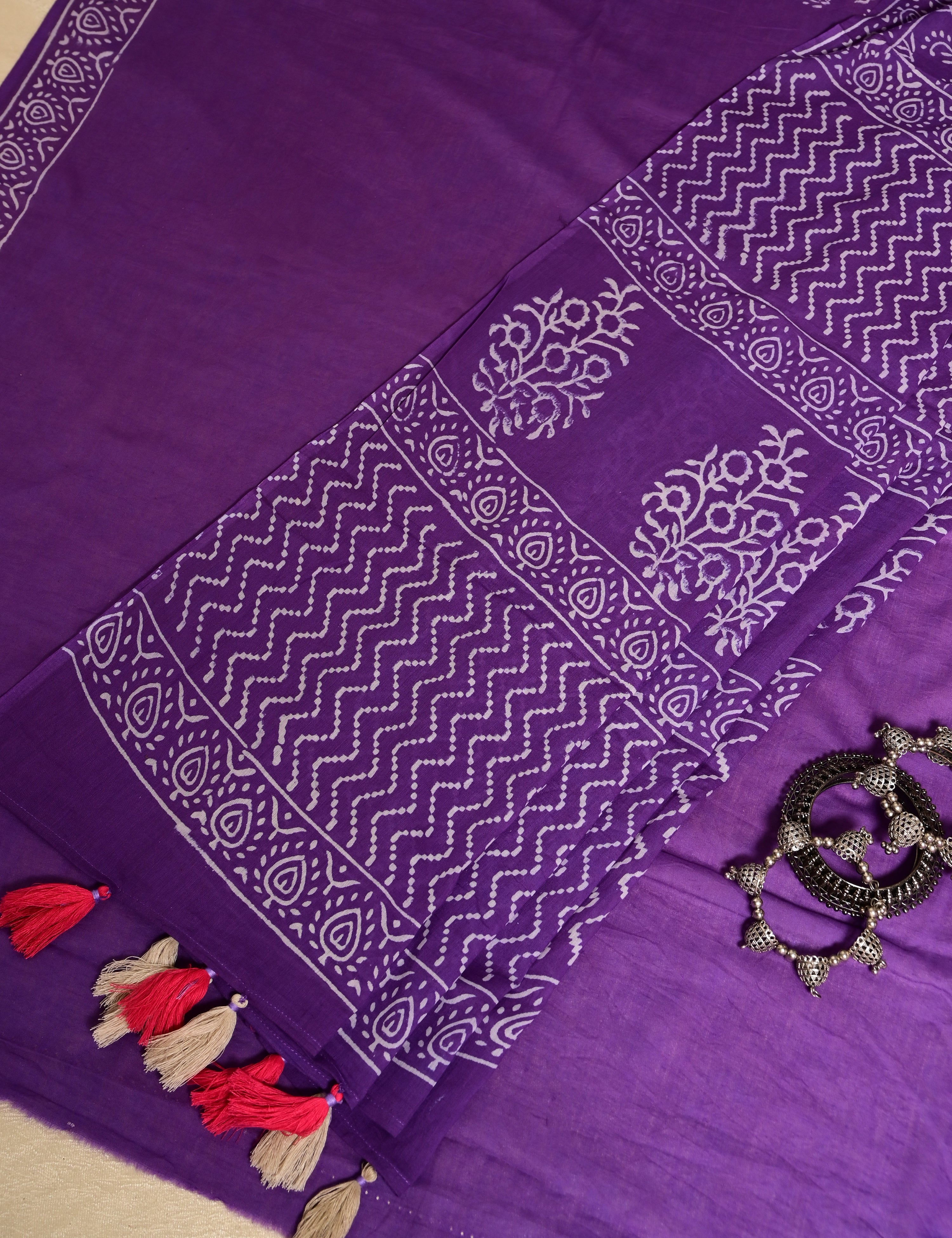 Nisarga Purple Bagru Saree