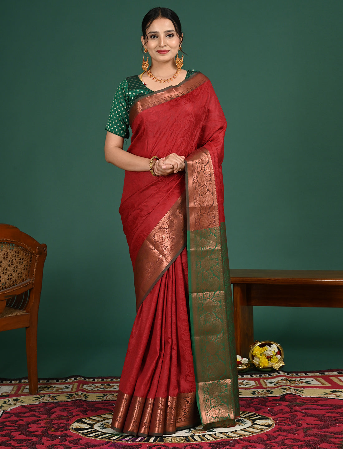 Aabha Maroon Art Silk Pattu Saree