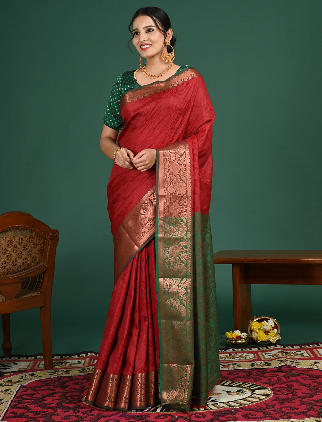 Aabha Maroon Art Silk Pattu Saree