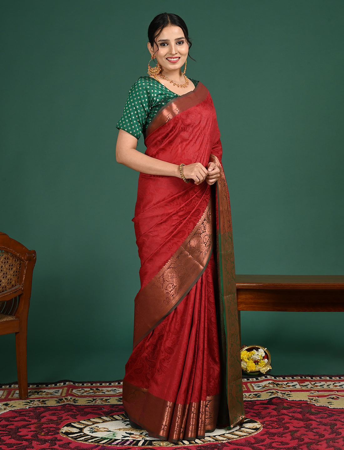 Aabha Maroon Art Silk Pattu Saree