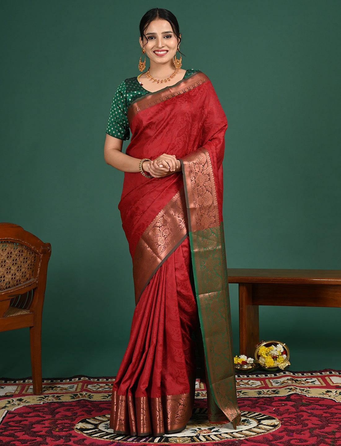 Aabha Maroon Art Silk Pattu Saree