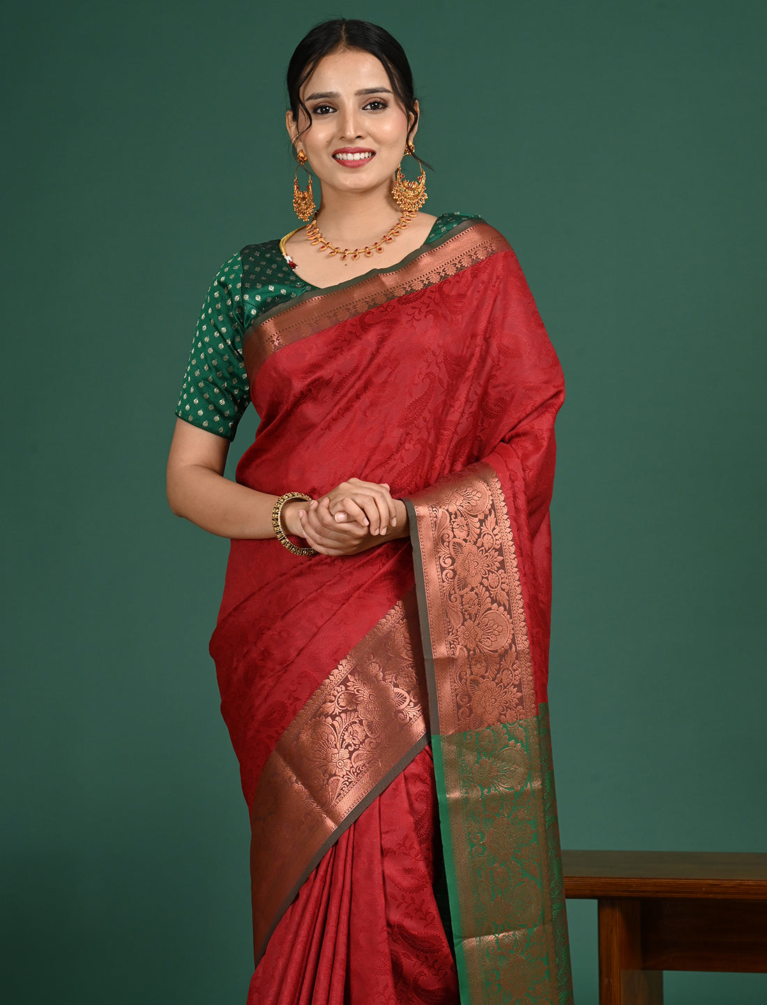Aabha Maroon Art Silk Pattu Saree
