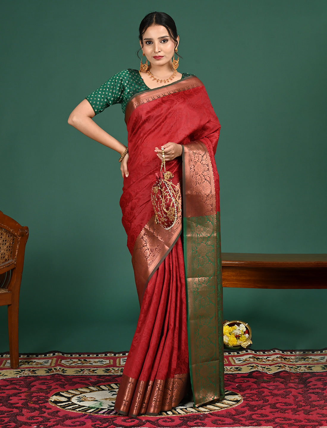 Aabha Maroon Art Silk Pattu Saree
