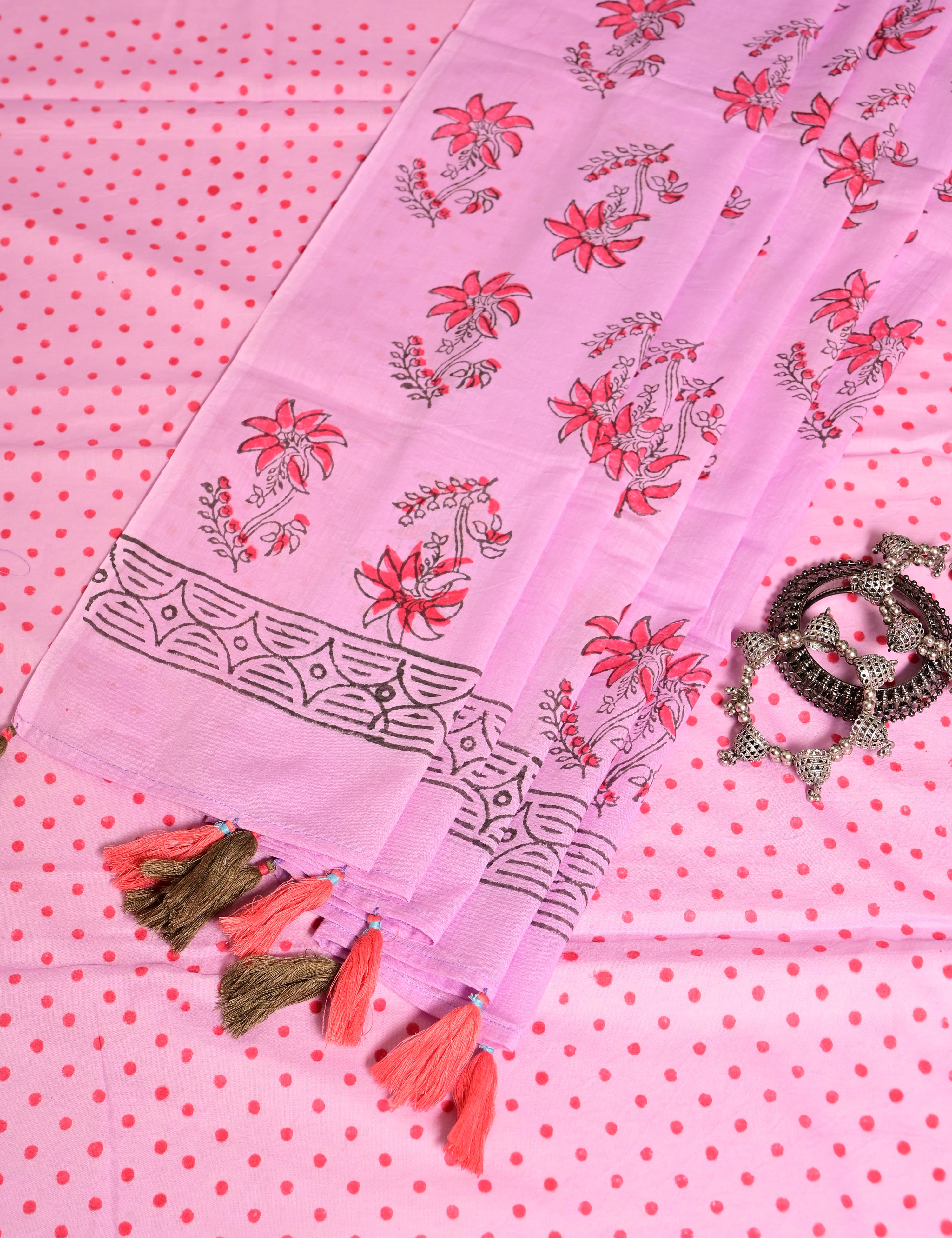 Nisarga Lavender Bagru Saree