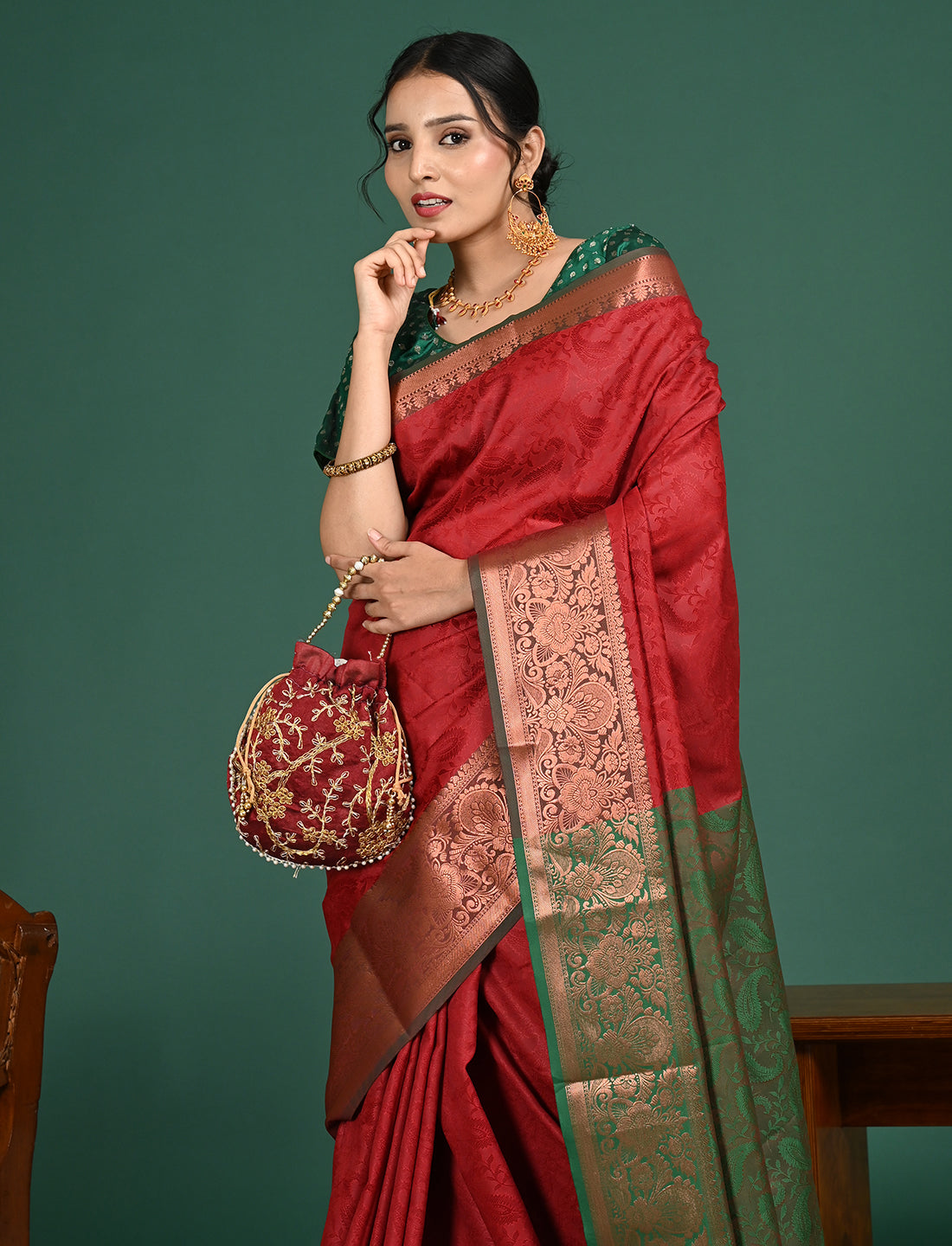 Aabha Maroon Art Silk Pattu Saree