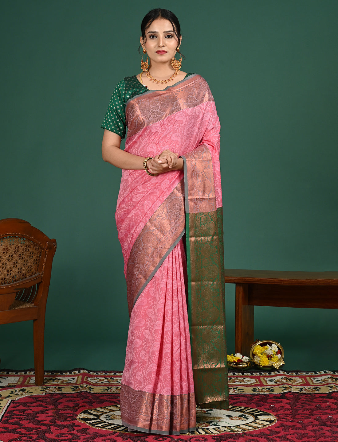 Aabha Pink Art Silk Pattu Saree
