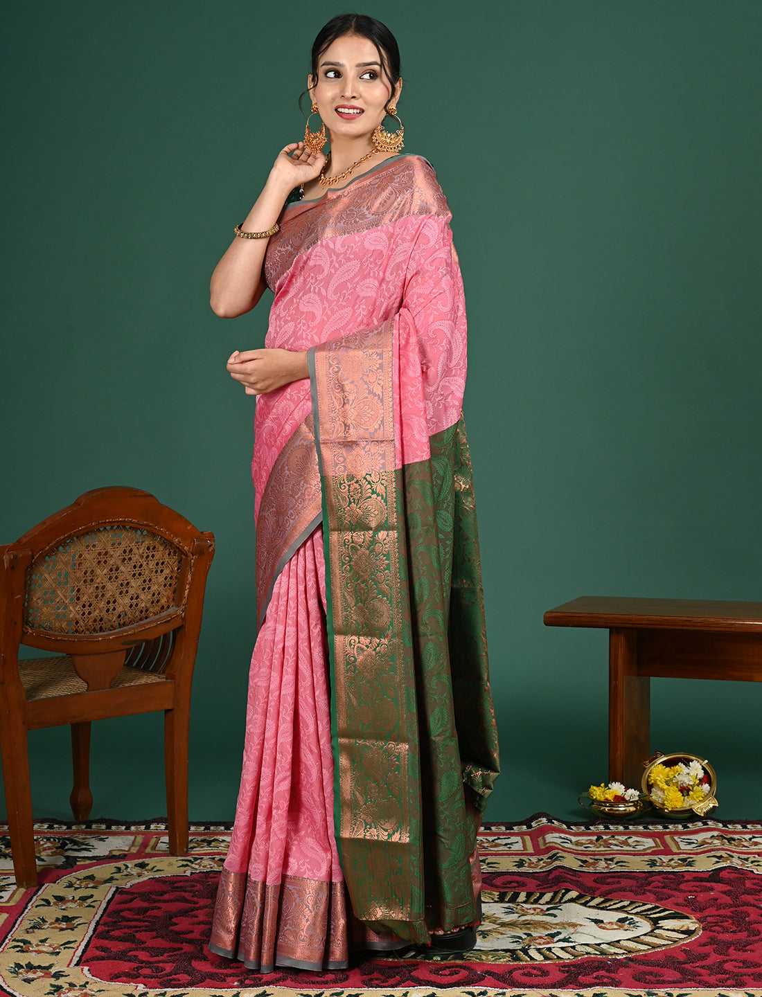 Aabha Pink Art Silk Pattu Saree