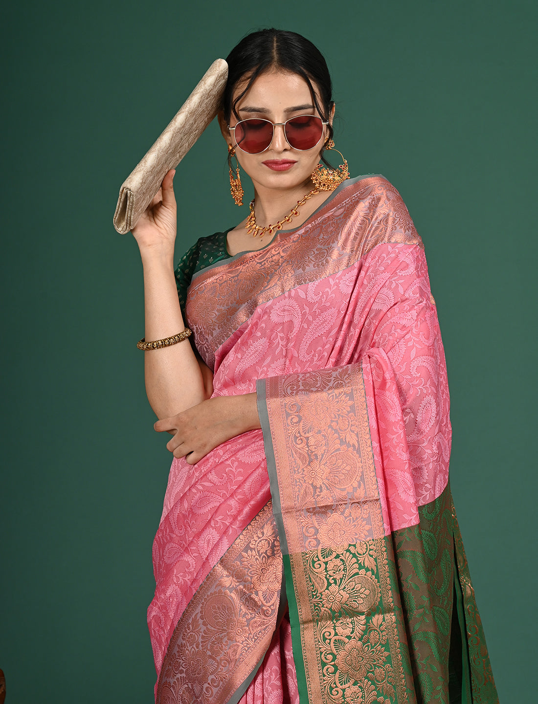 Aabha Pink Art Silk Pattu Saree