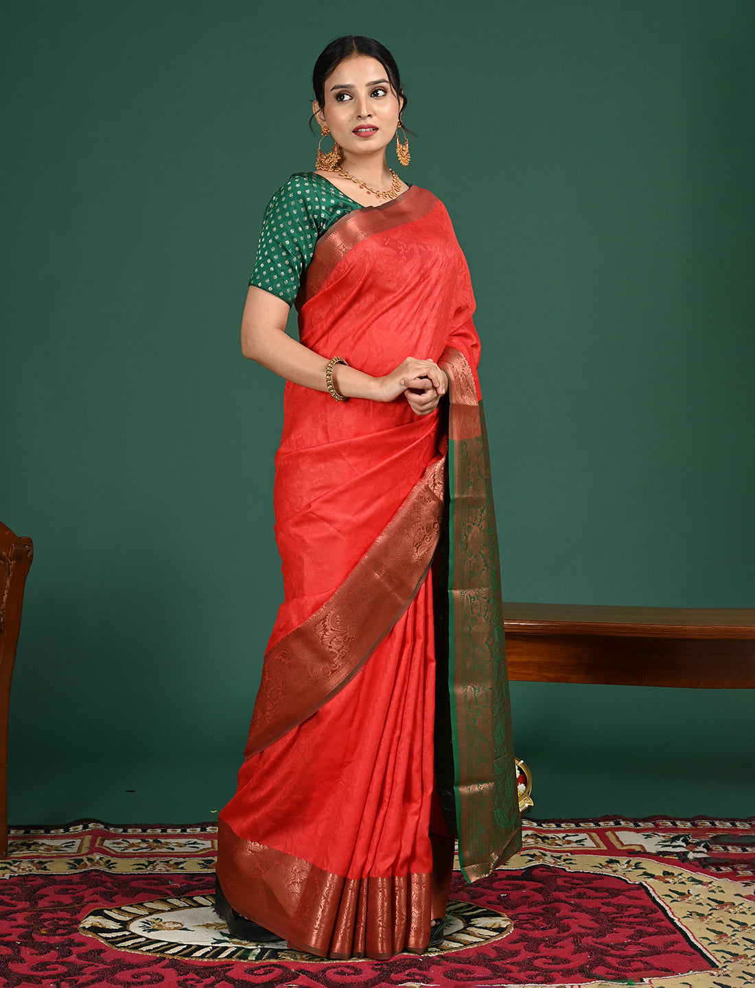 Aabha Red Art Silk Pattu Saree