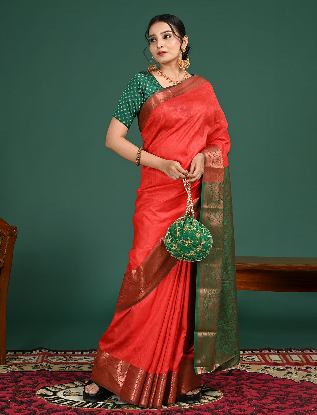 Aabha Red Art Silk Pattu Saree