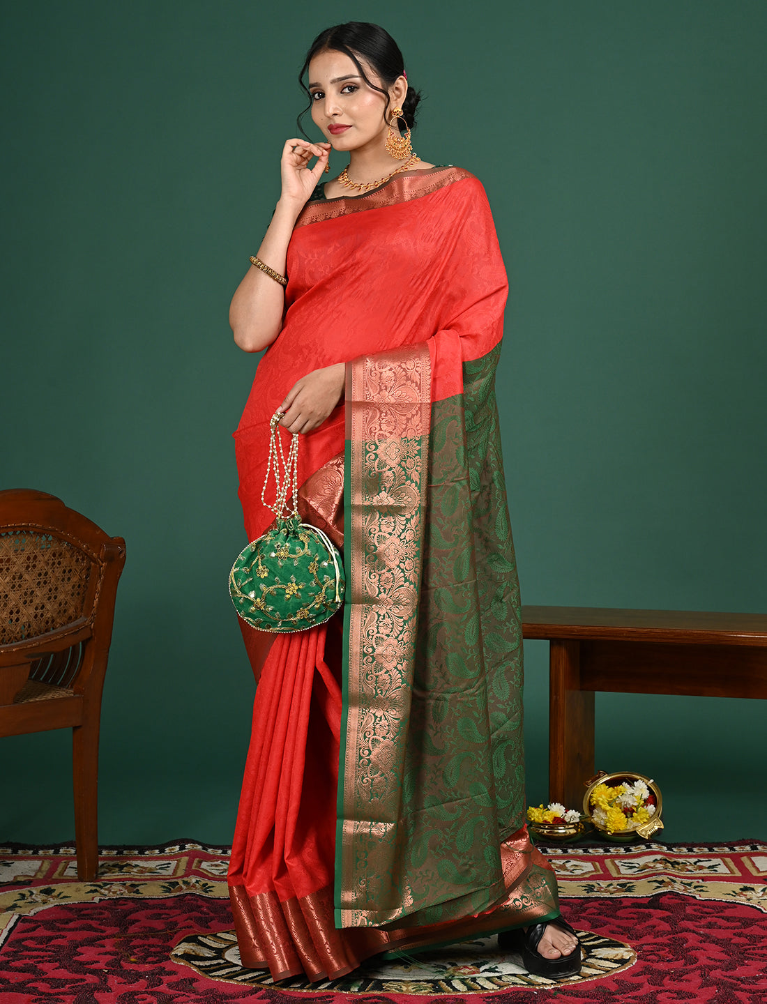 Aabha Red Art Silk Pattu Saree