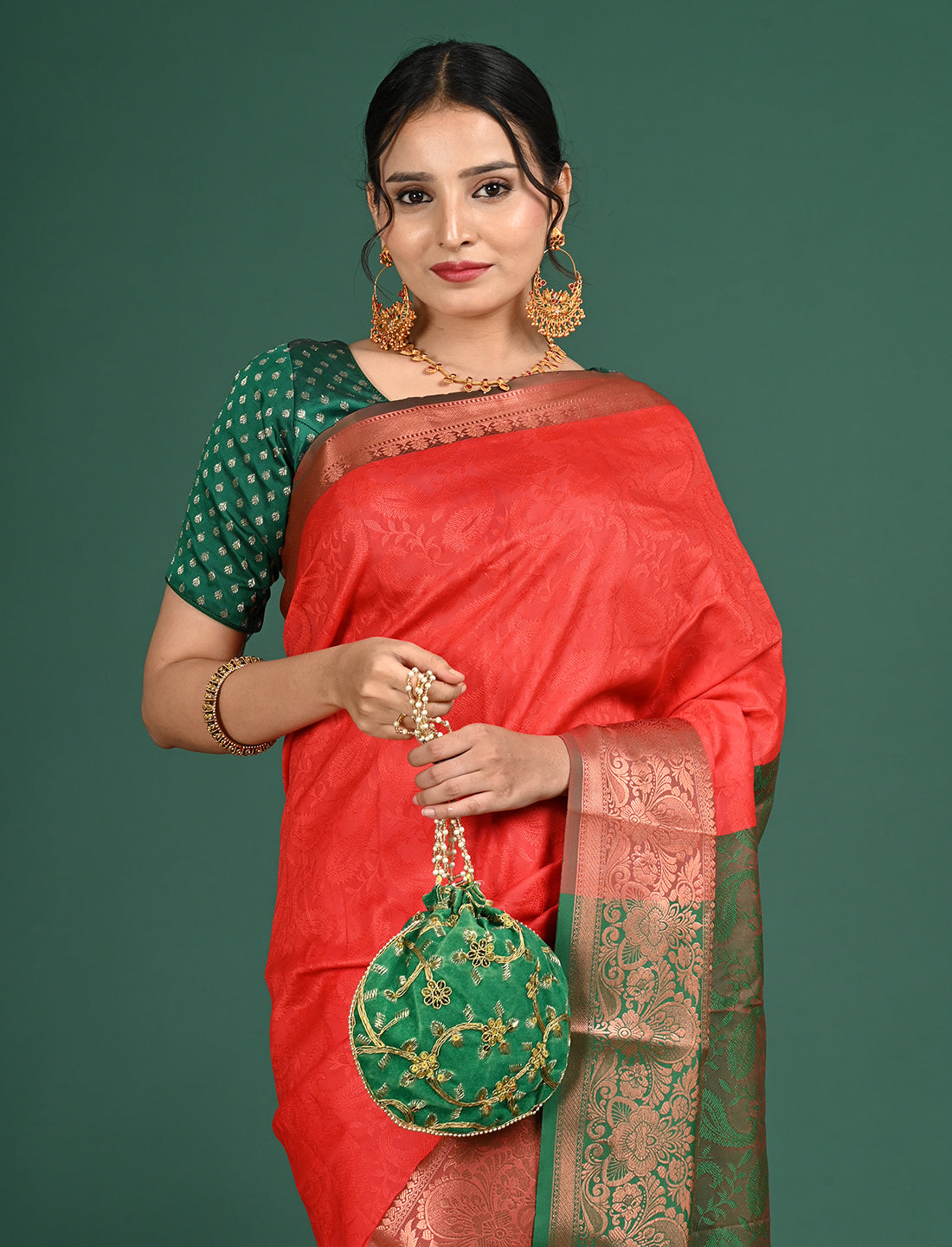 Aabha Red Art Silk Pattu Saree