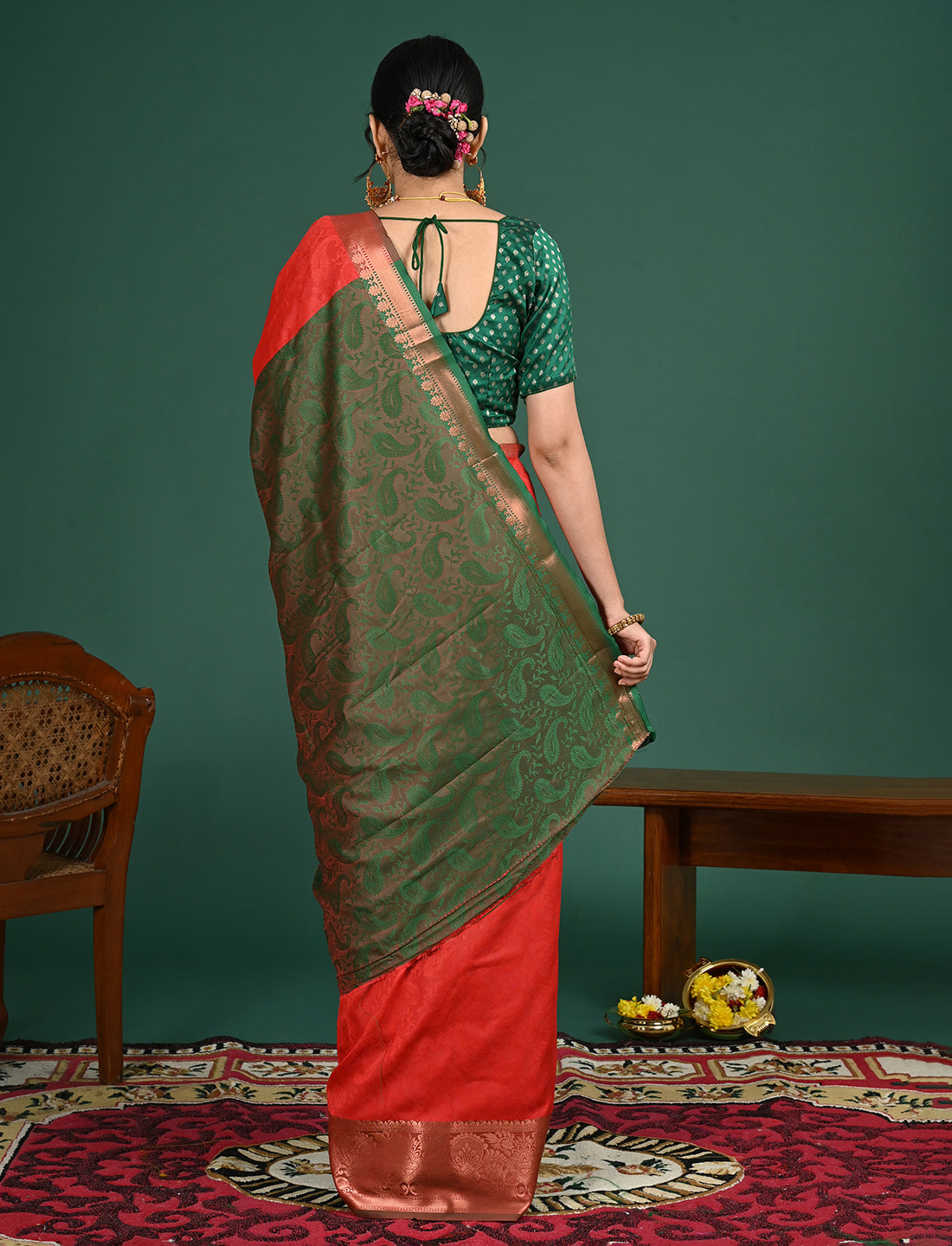 Aabha Red Art Silk Pattu Saree