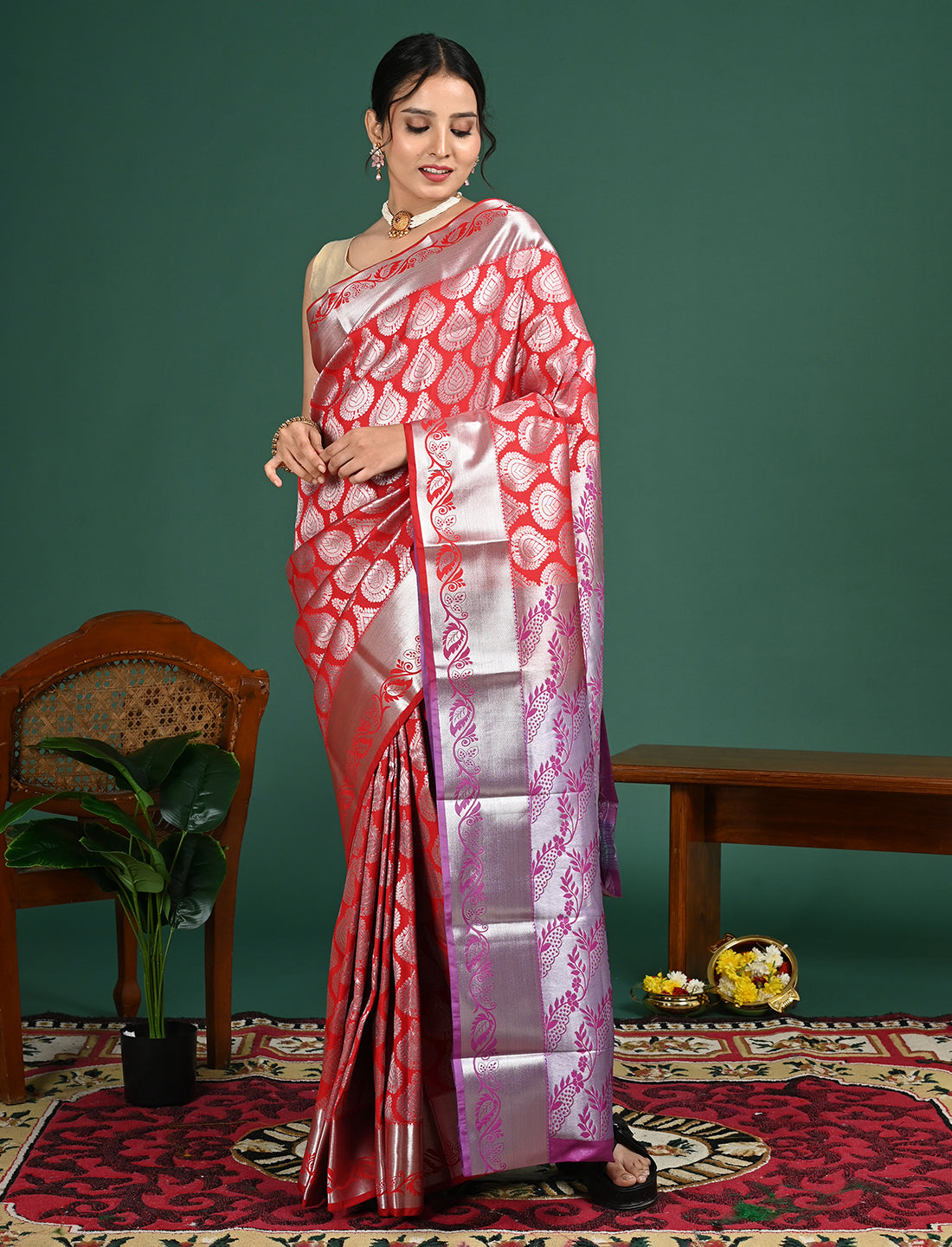 Padmini Red Art Silk Pattu Saree