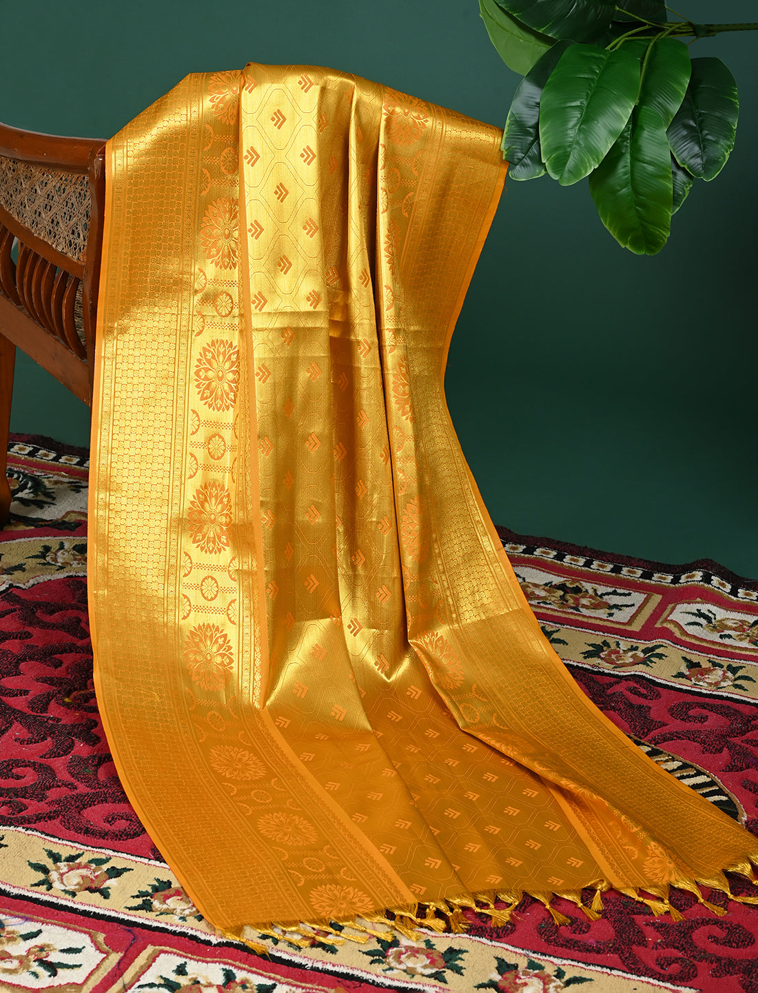 Kanakam Yellow South Silk Dupatta