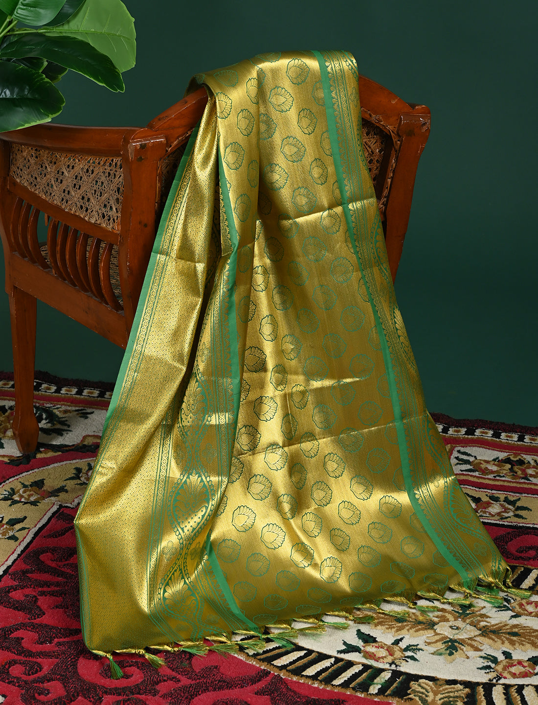 Kanakam Green South Silk Dupatta