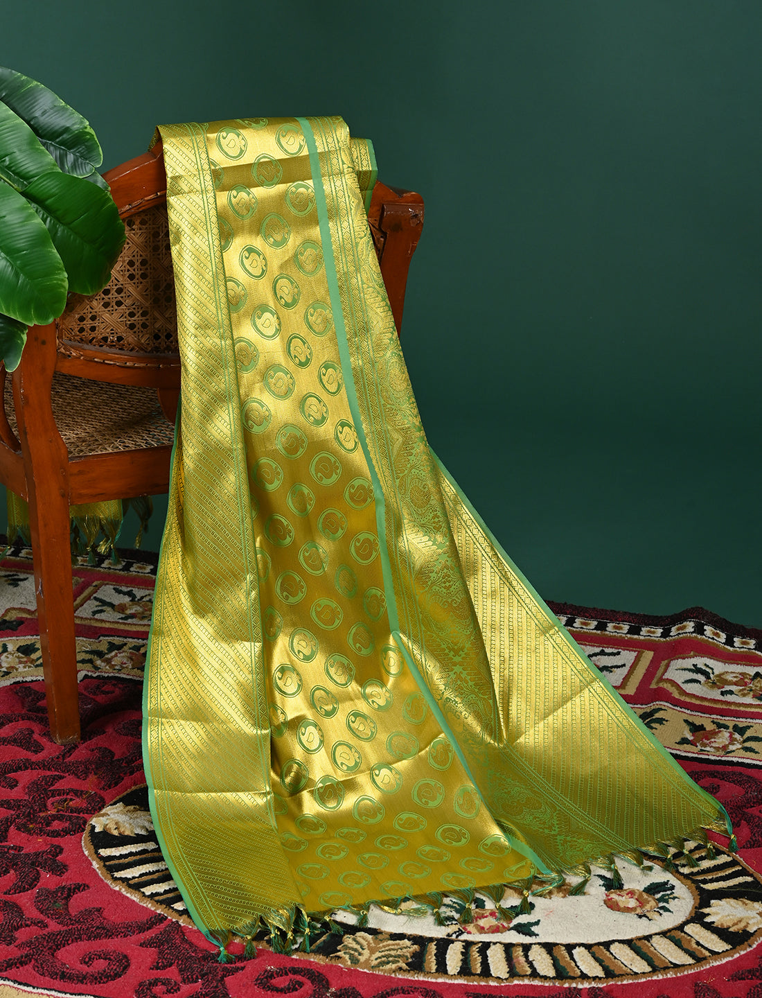 Kanakam Green South Silk Dupatta