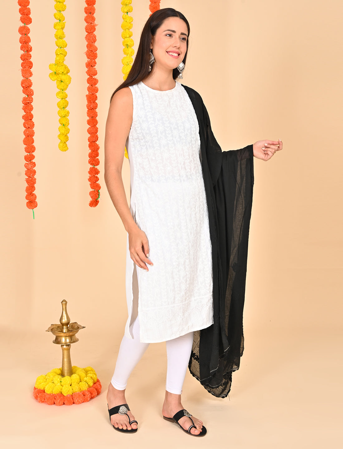 Ada Black Chikankari Dupatta