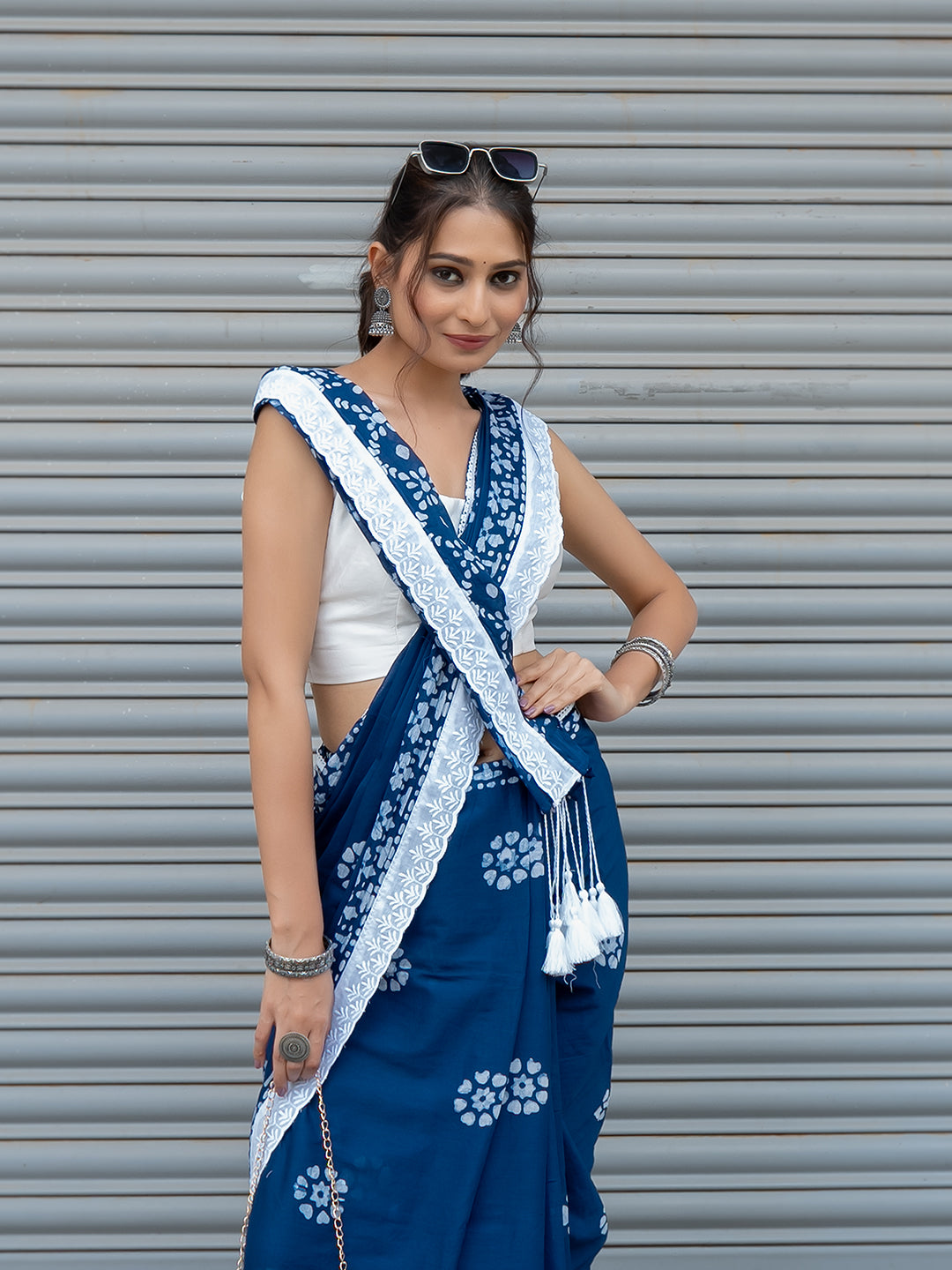 Suti Dil Indigo Batik Saree