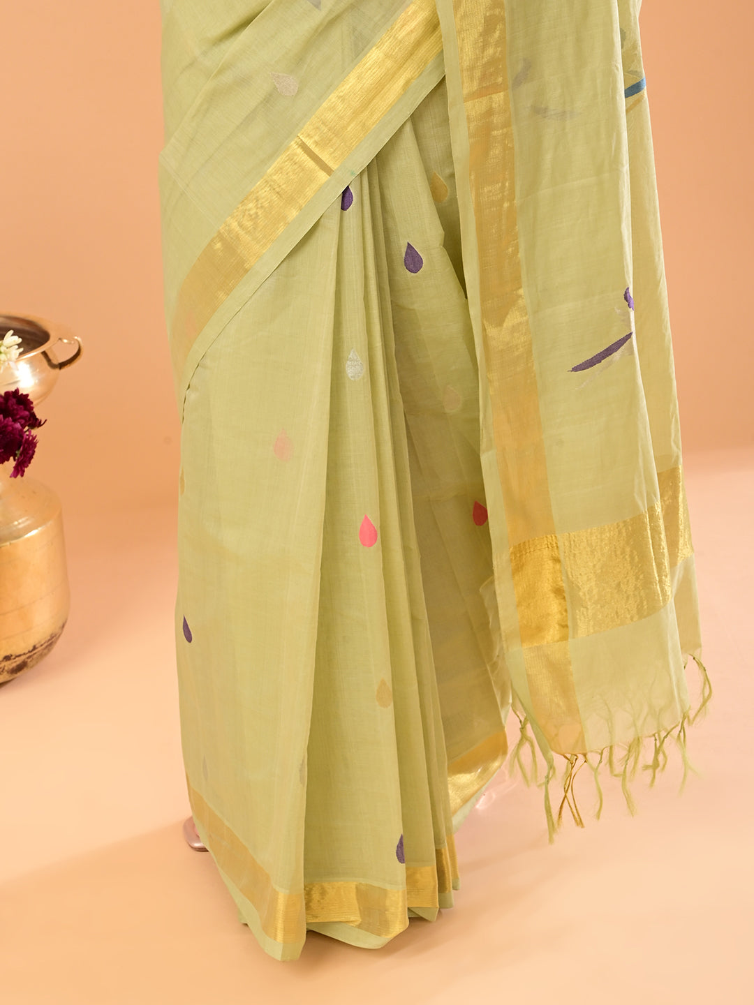 Popat Green Venkatagiri Jamdani Saree