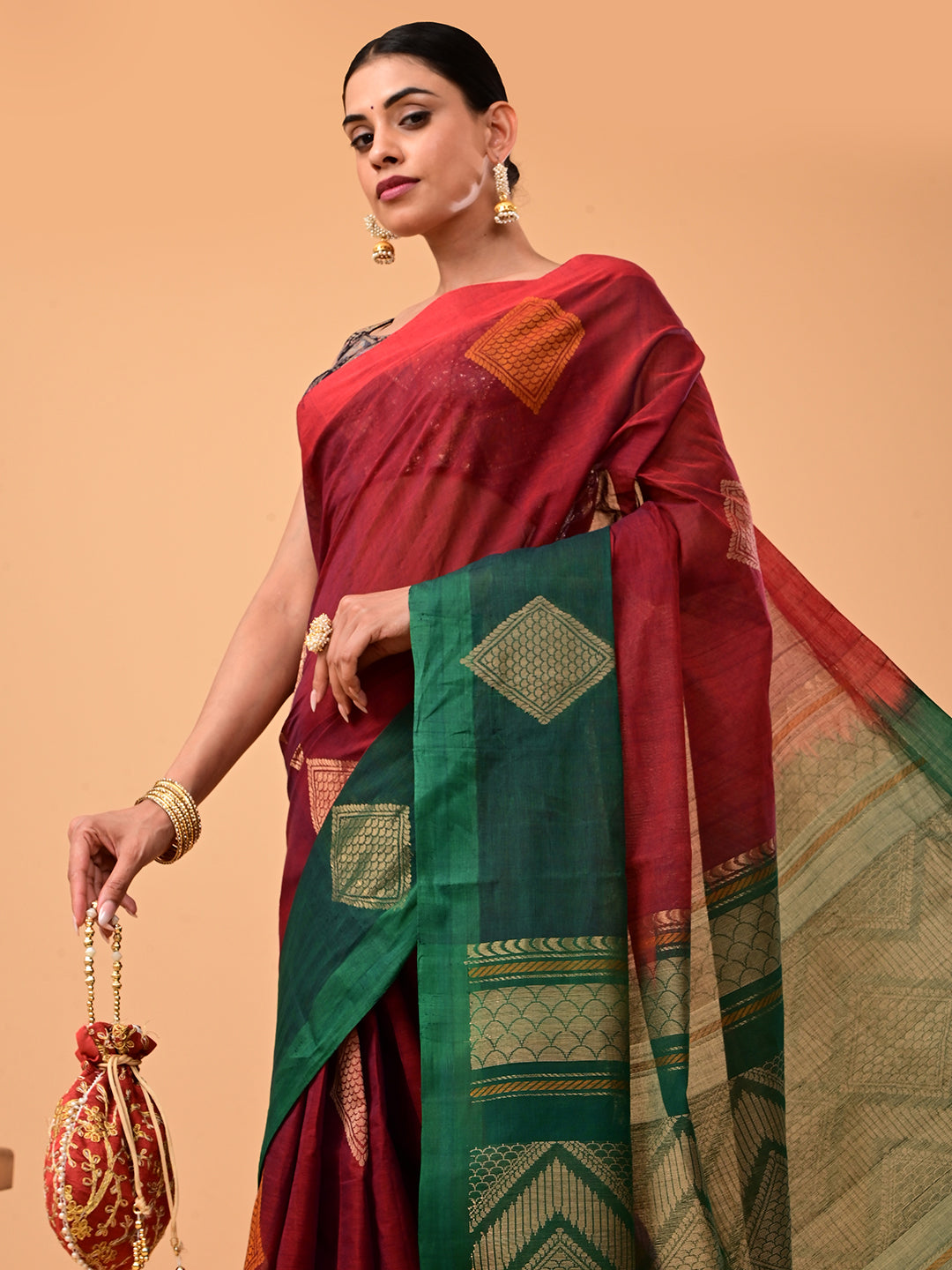 Maroon Negamam Cotton Saree