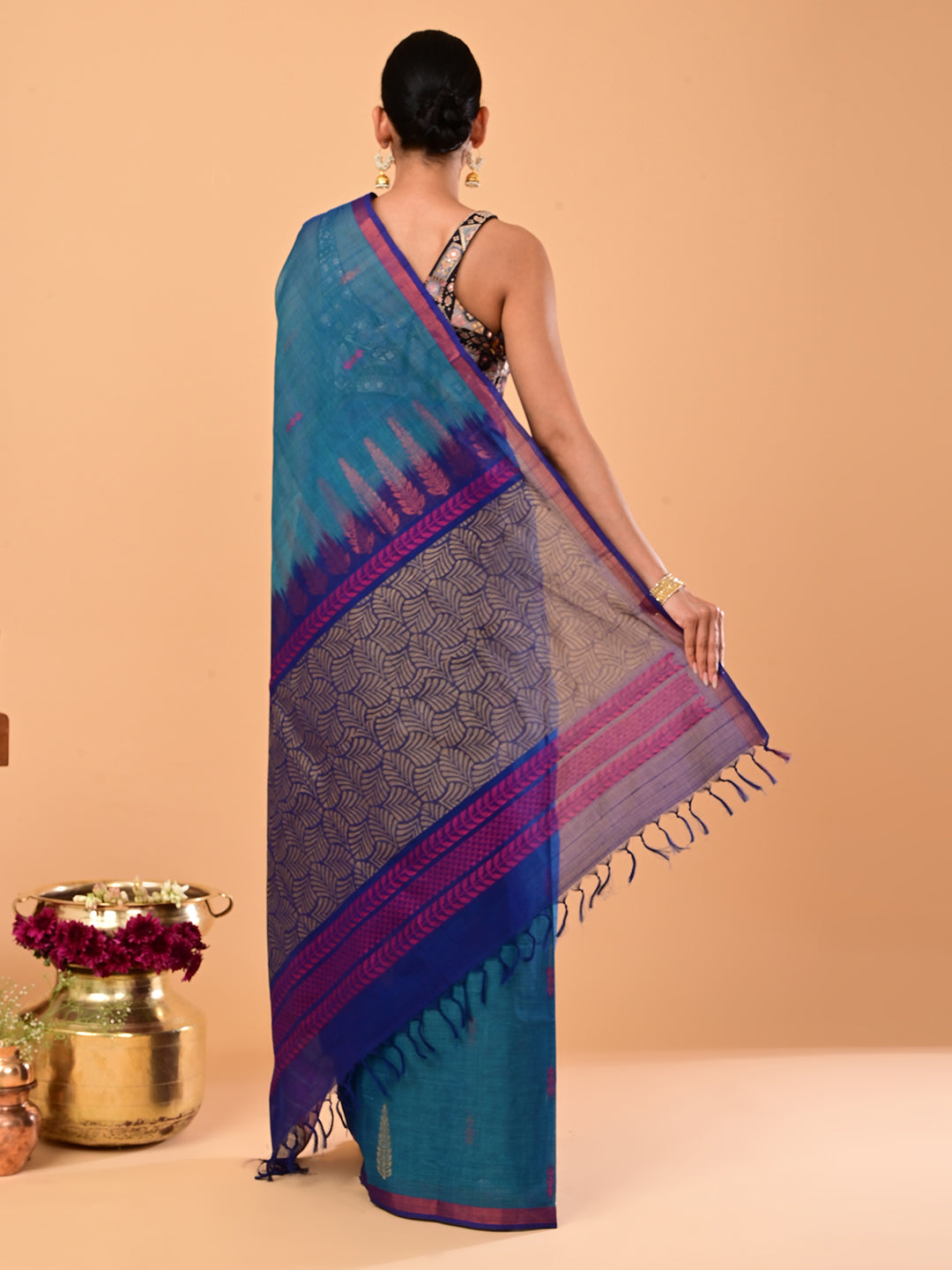 Turquoise Negamam Cotton Saree